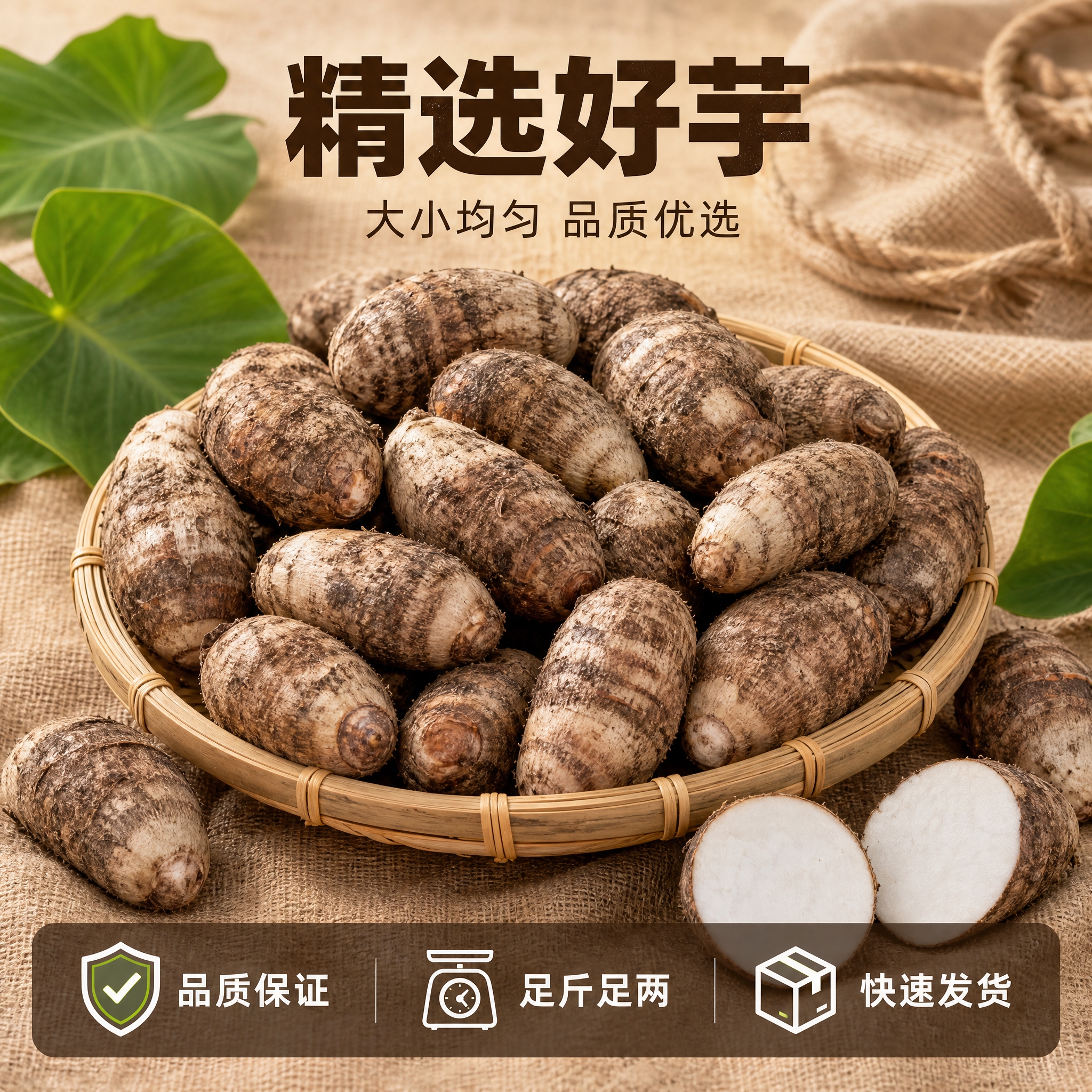 [主图-5] 芋头 规格展示与服务保障。 [统一基调] 整体风… - 图片创意预览