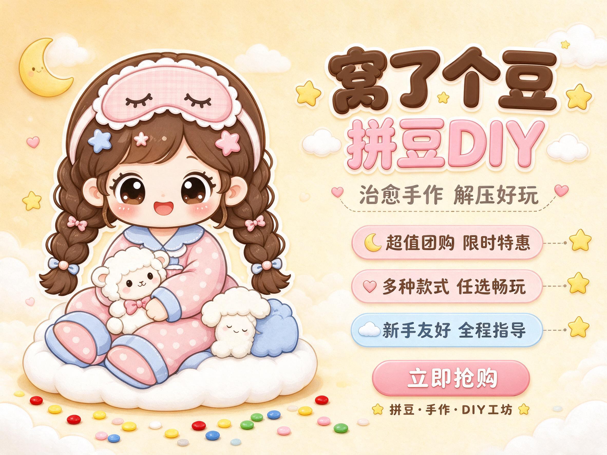 [商品] 使用【图1】窝了个豆品牌IP形象；保留穿粉色波点睡衣… - 图片创意预览