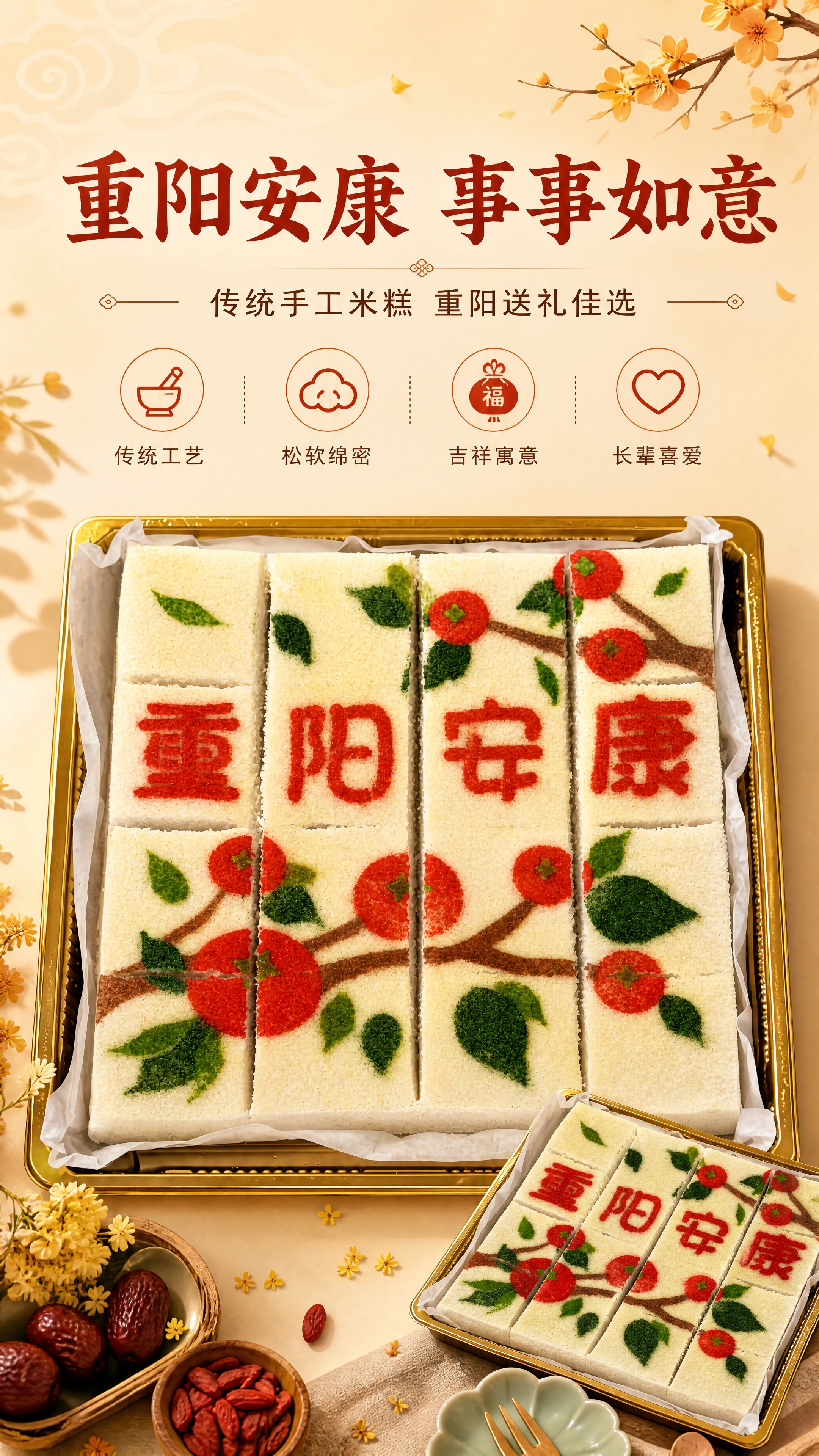 [商品] 使用【图1】正俯视角度的重阳安康米糕礼盒作为主产品图… - 图片创意预览