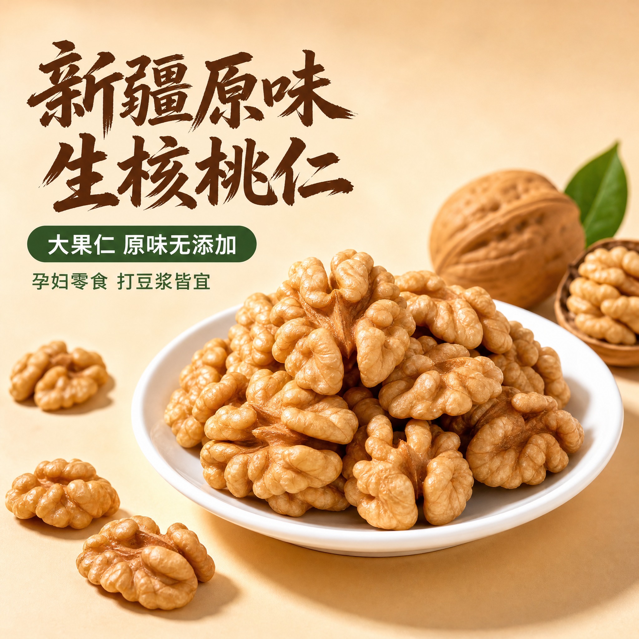 [主图-1 核桃仁首图点击率] 新疆原味生核桃仁 大果仁 孕妇… - 图片创意预览
