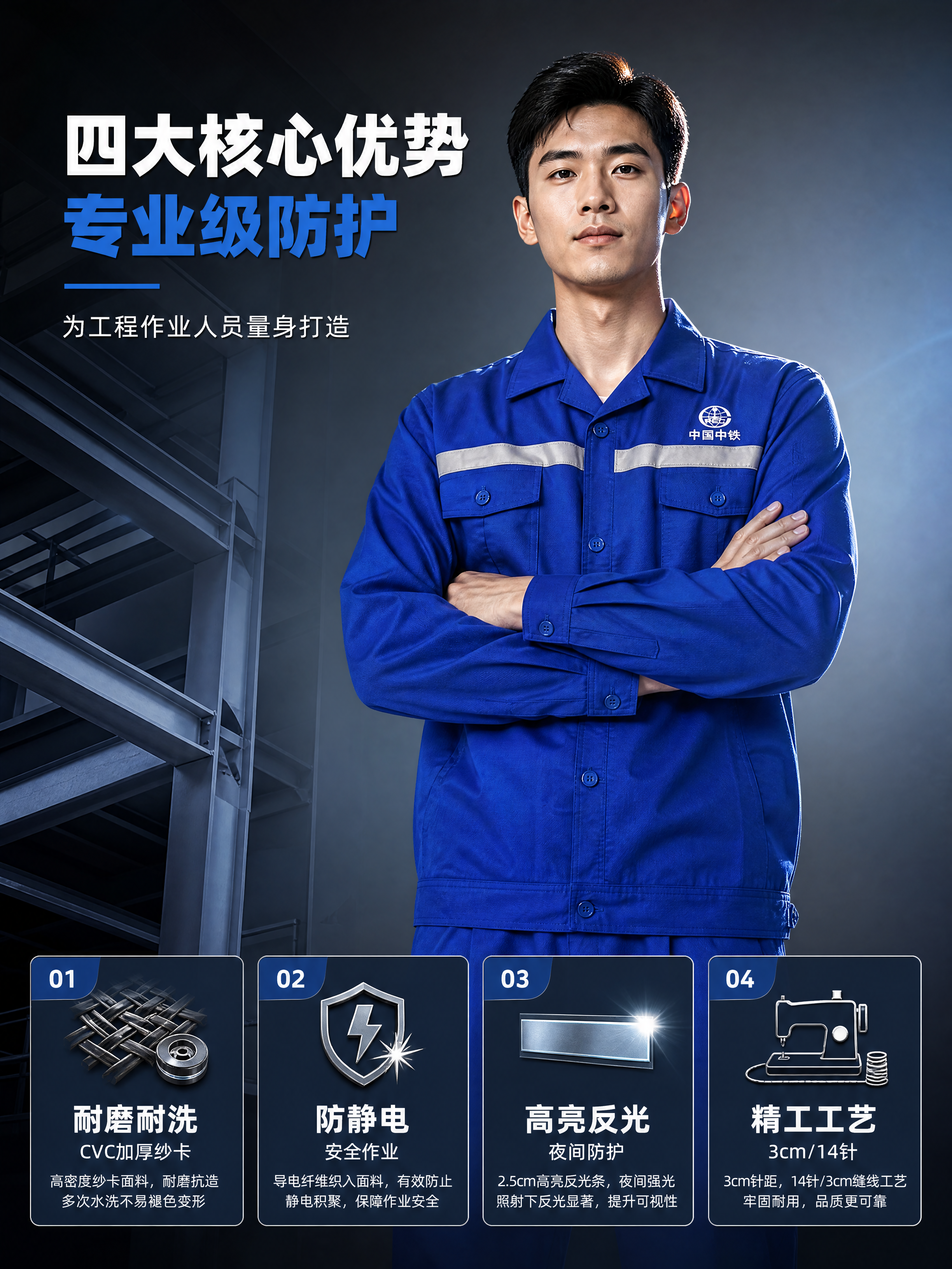 [商品] 使用【图1】【图3】【图5】的中铁电气化局蓝色春秋工… - 图片创意预览