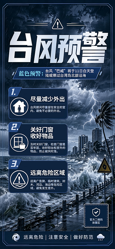夏季台风海啸风暴天灾预警竖版全屏海报