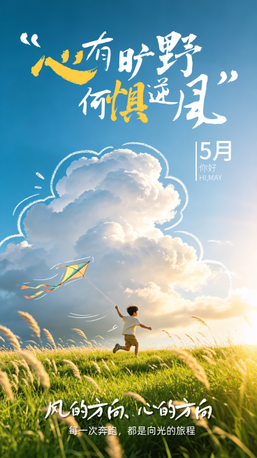 你好，五月月初问候竖版海报预览效果