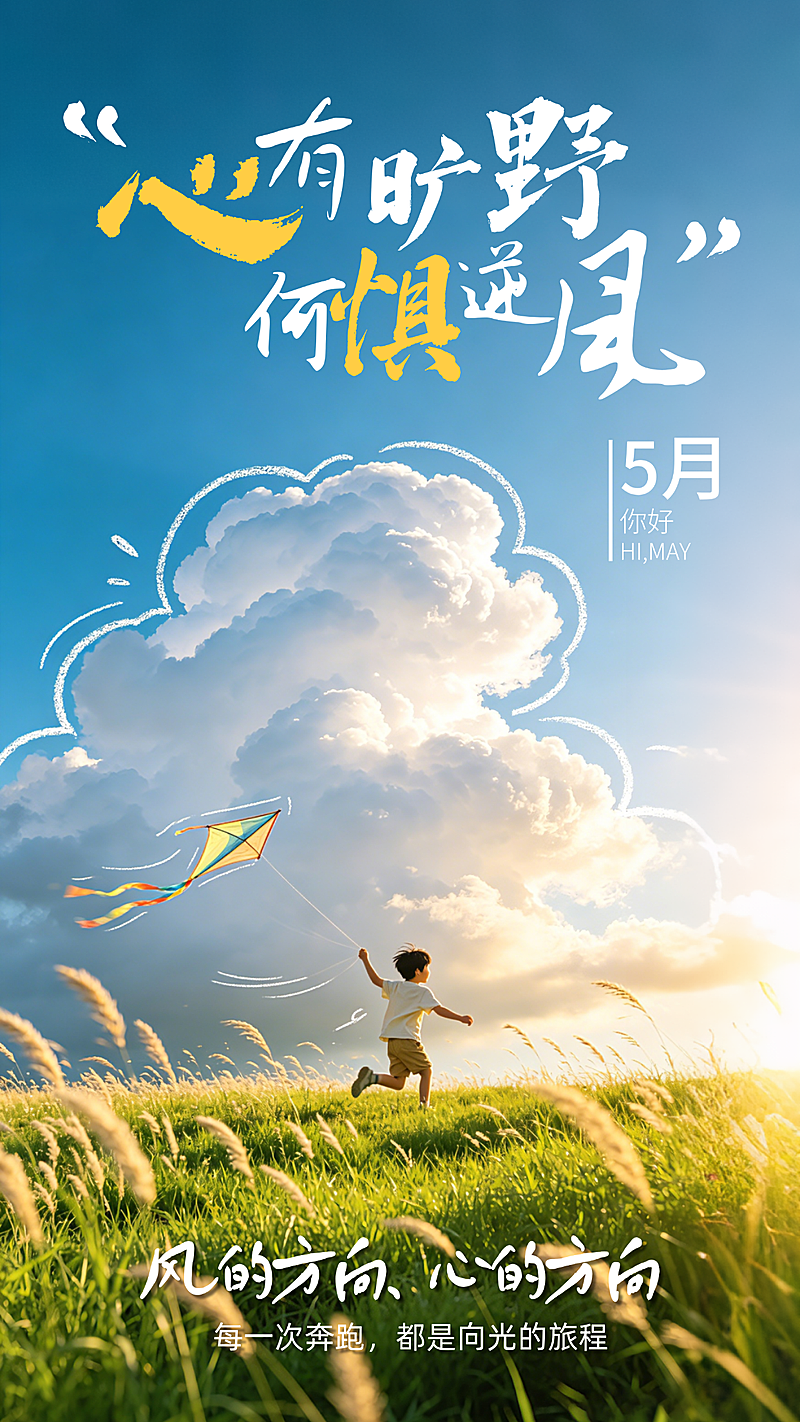 你好，五月月初问候竖版海报