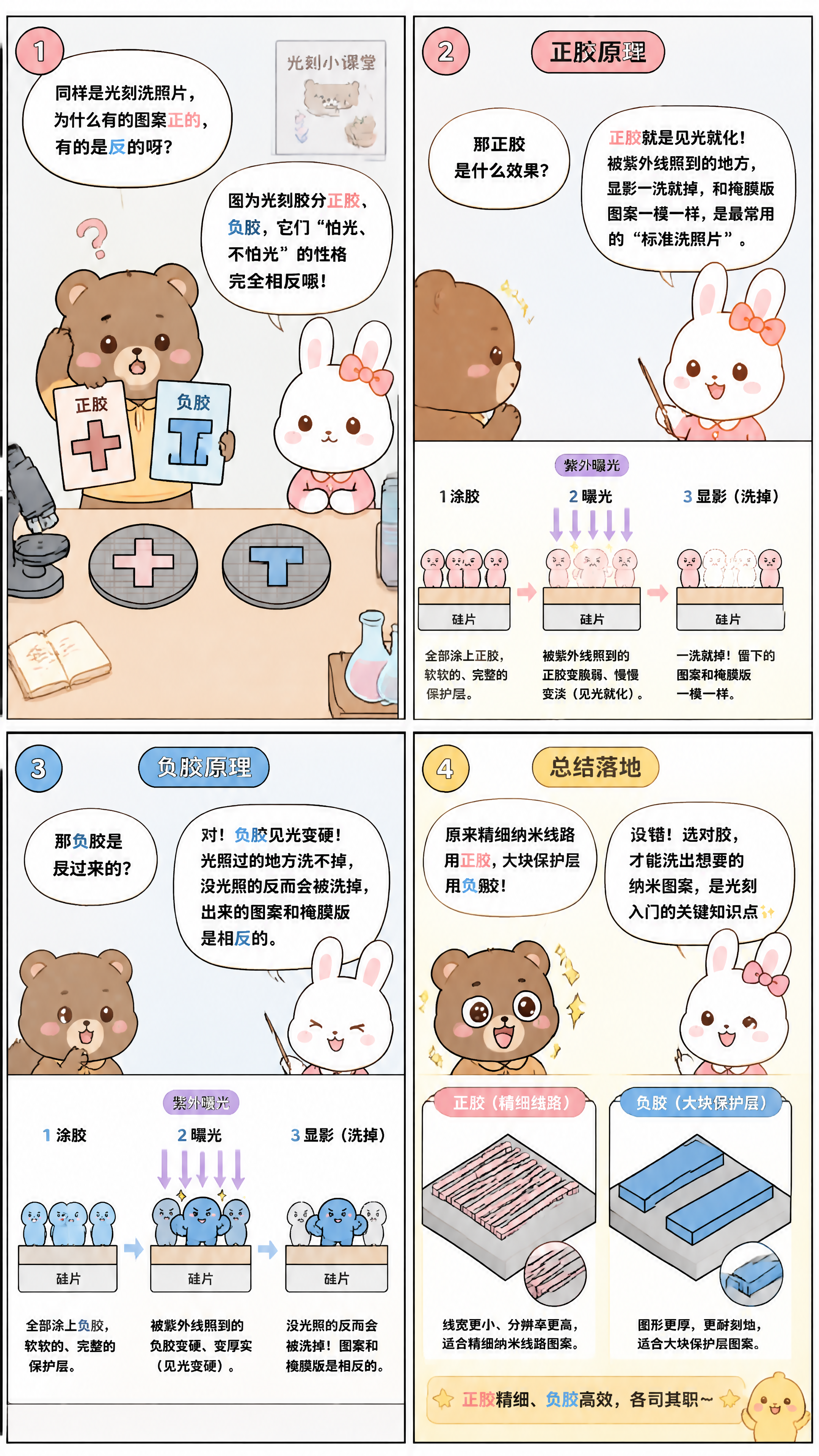 竖版4格条漫，小红书/公众号尺寸，Q版扁平卡通风格，粗黑轮廓线… - 图片创意预览