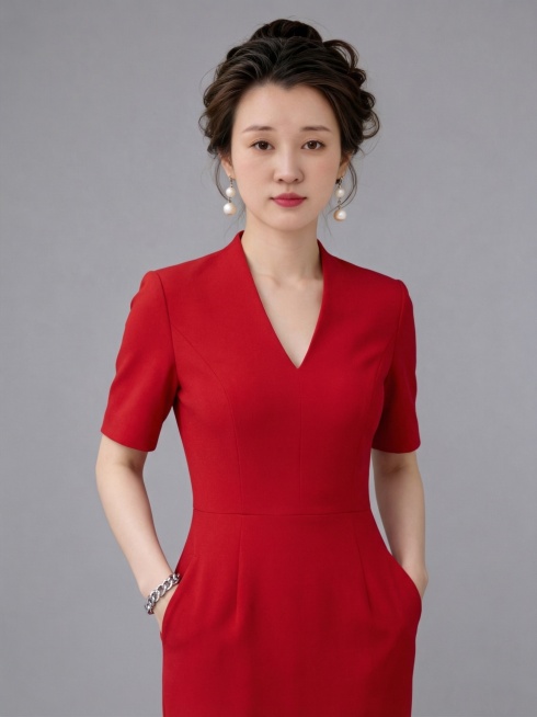 穿红色的裙子预览效果