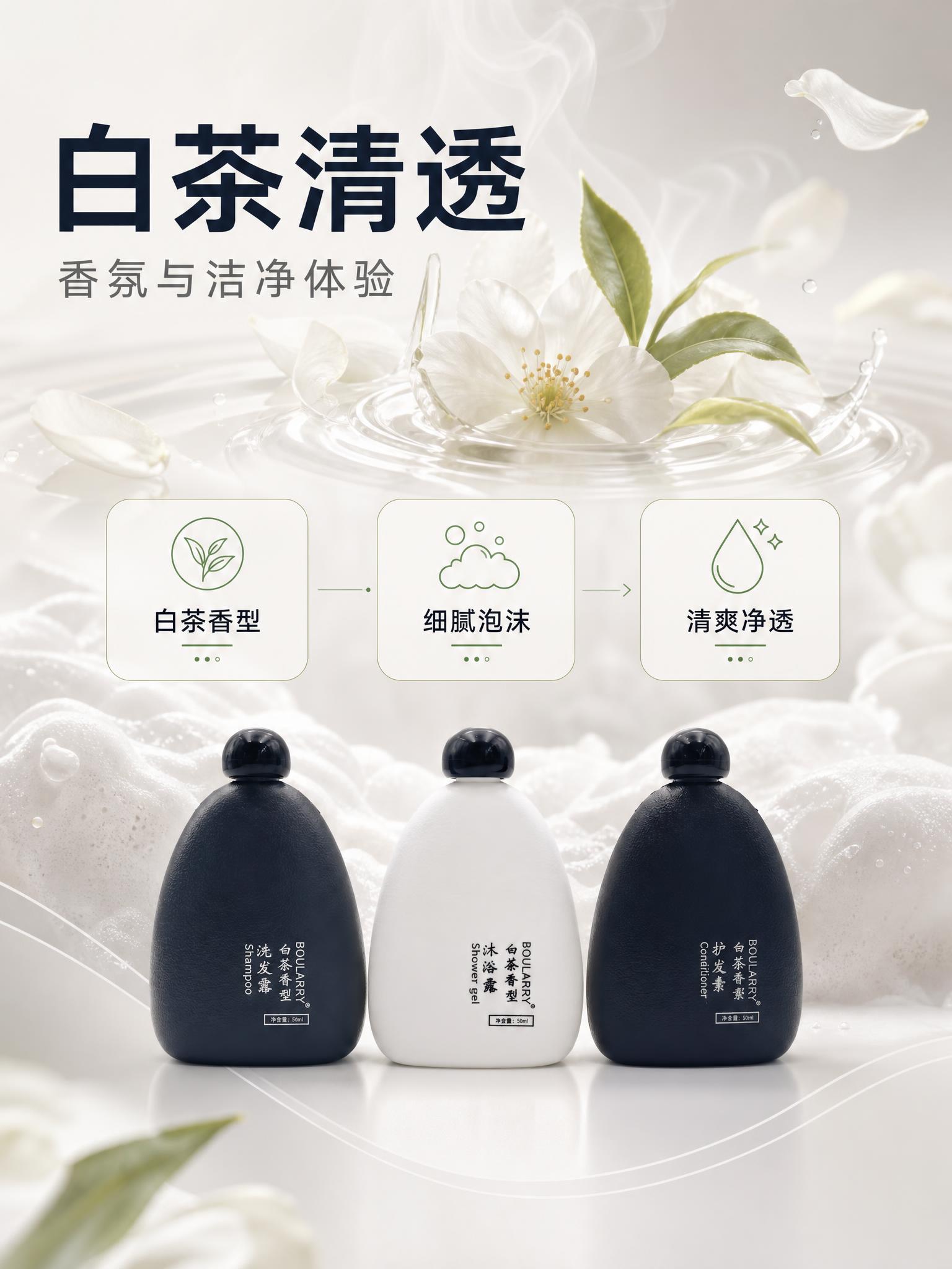 [商品] 使用【图1】三瓶 BOULARRY 白茶香型洗护产品… - 图片创意预览