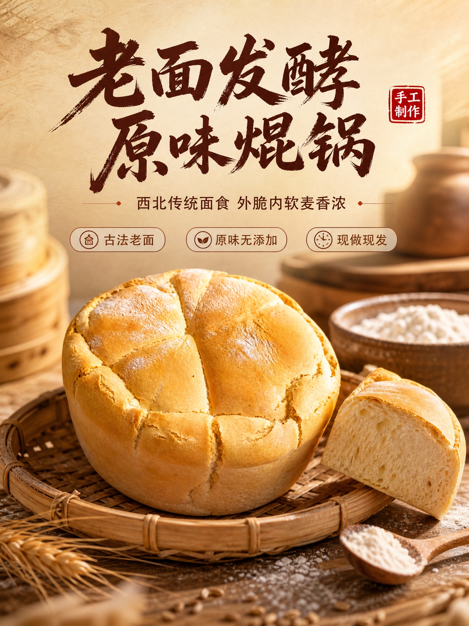 [商品] 使用【图3】【图4】原味焜锅馍馍；保留圆墩形外观、自… - 图片创意预览