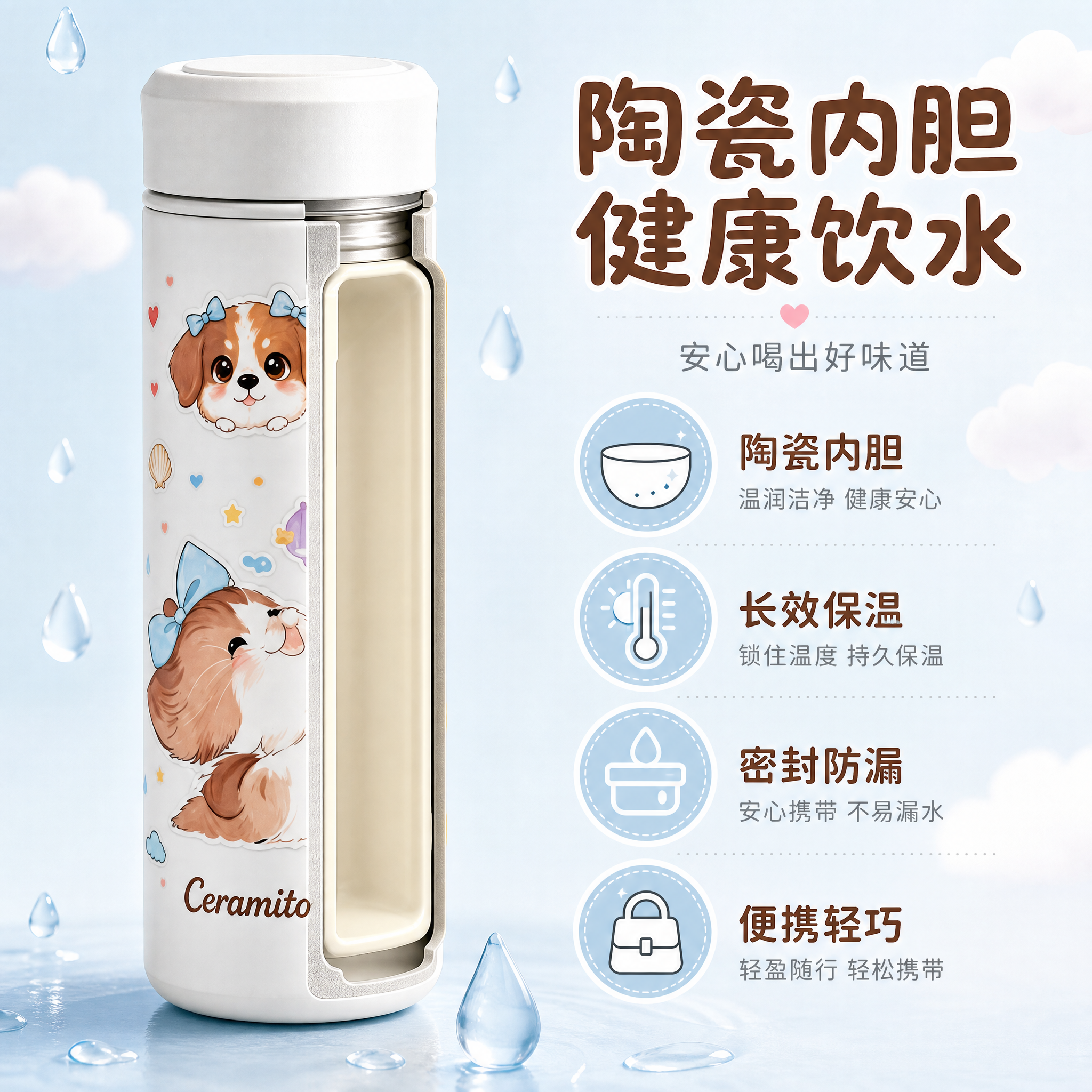 [主图-2] 萌趣陶瓷内胆保温杯 核心卖点 陶瓷内胆与长效保温… - 图片创意预览