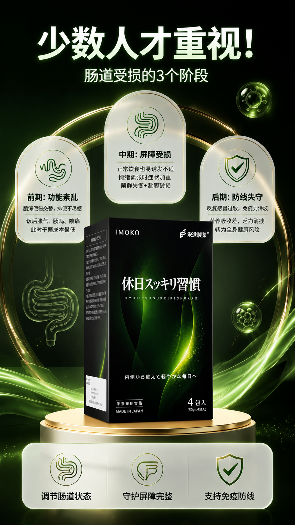 基于第一张参考海报的版式骨架进行复刻，将中间的棕色药瓶产品替换… - 图片创意预览