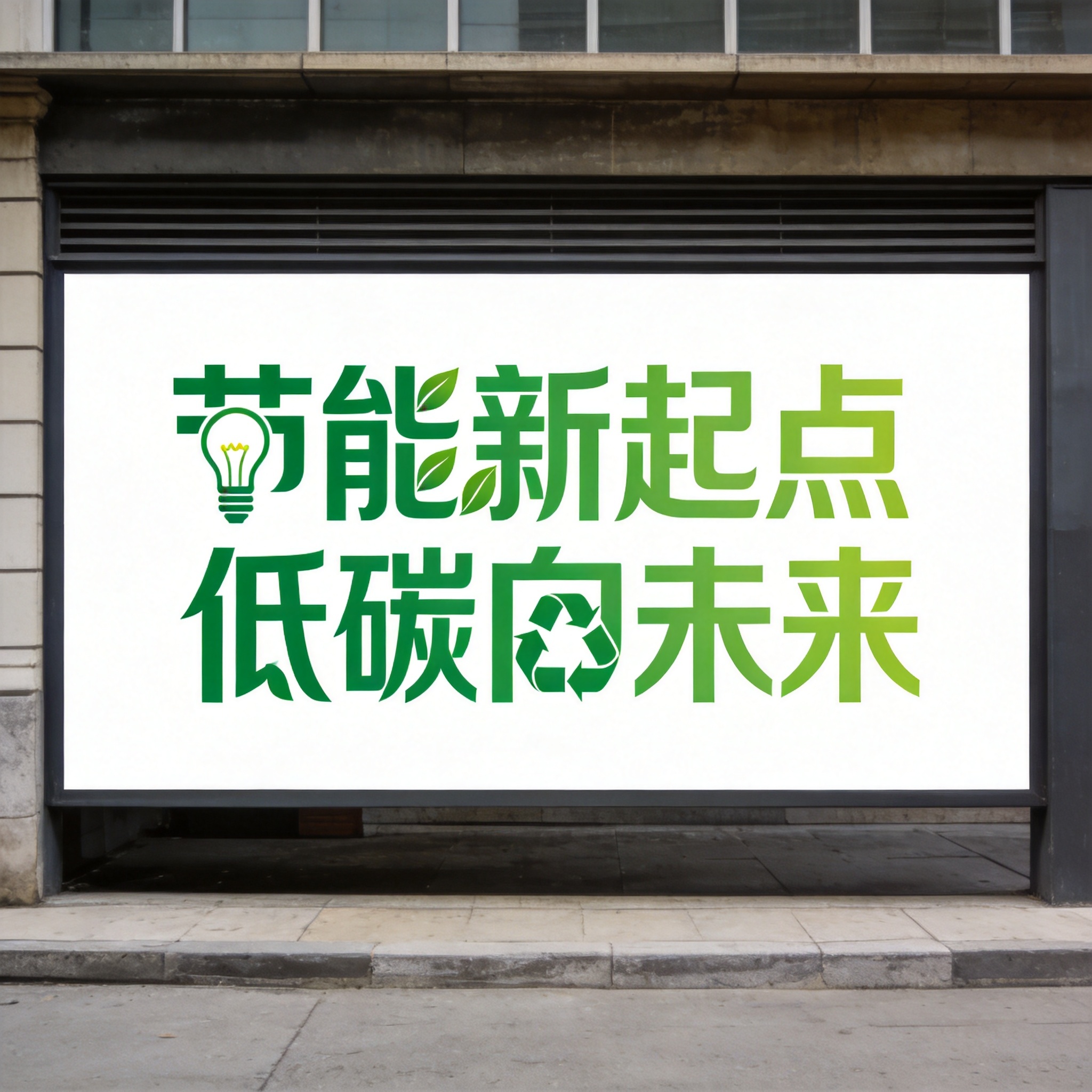 干净的纯白色背景。平面艺术字体logo设计，主体文字"节能新起… - 图片创意预览