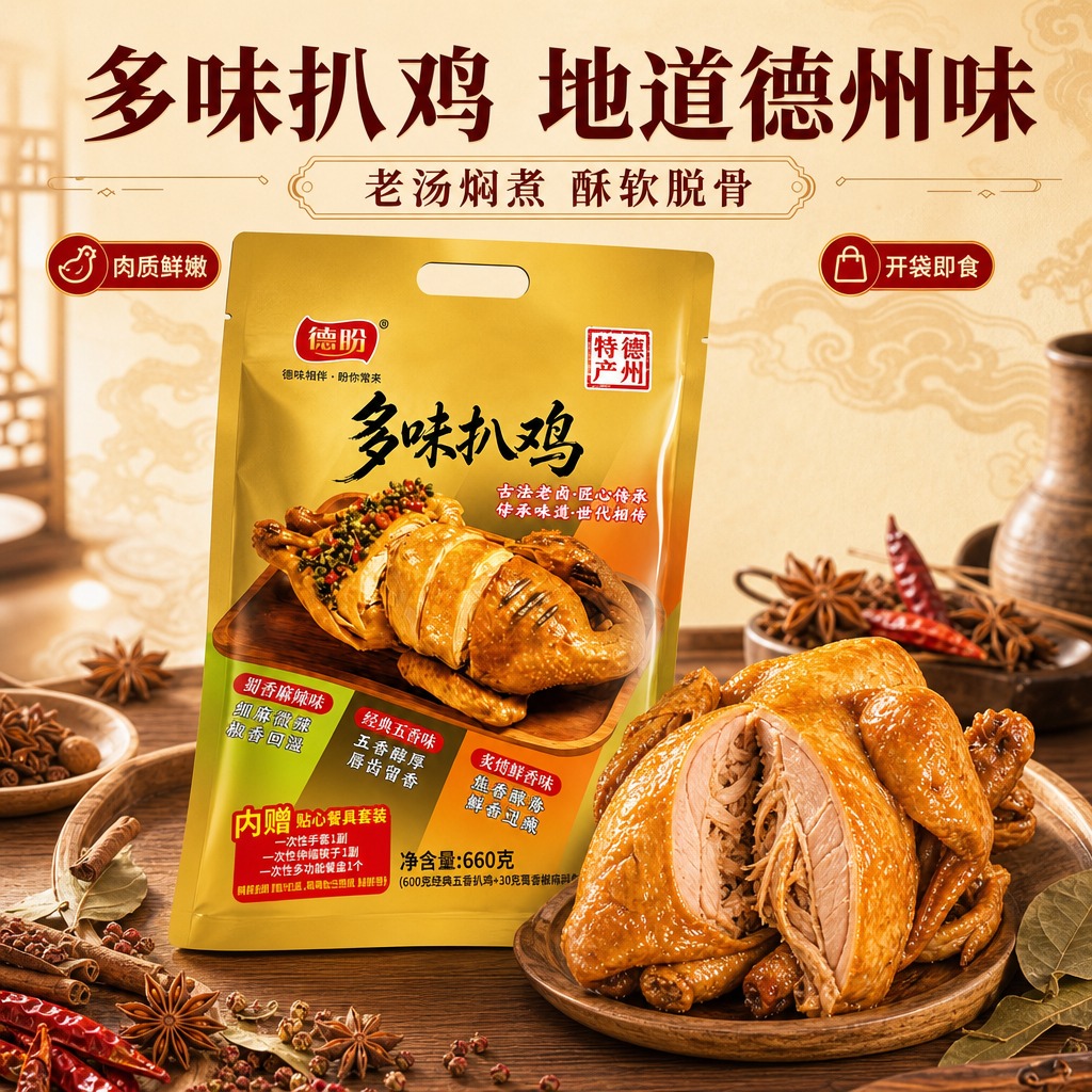 [商品] 使用【图1】德盼多味扒鸡金色包装袋；保留包装袋整体结… - 图片创意预览