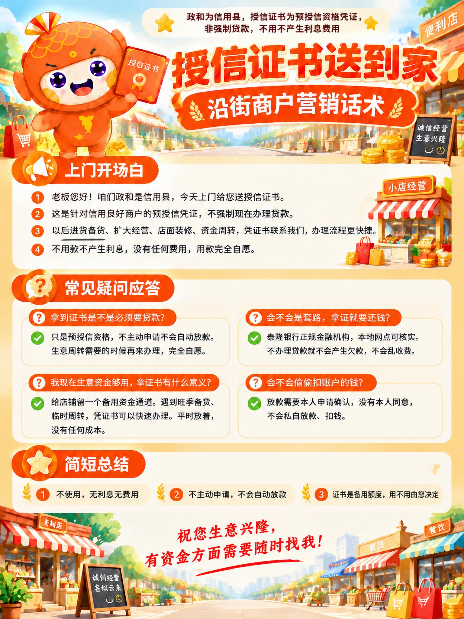 修改沿街商户版营销话术卡片，将常见疑问应答中第四条的问题"会不… - 图片创意预览