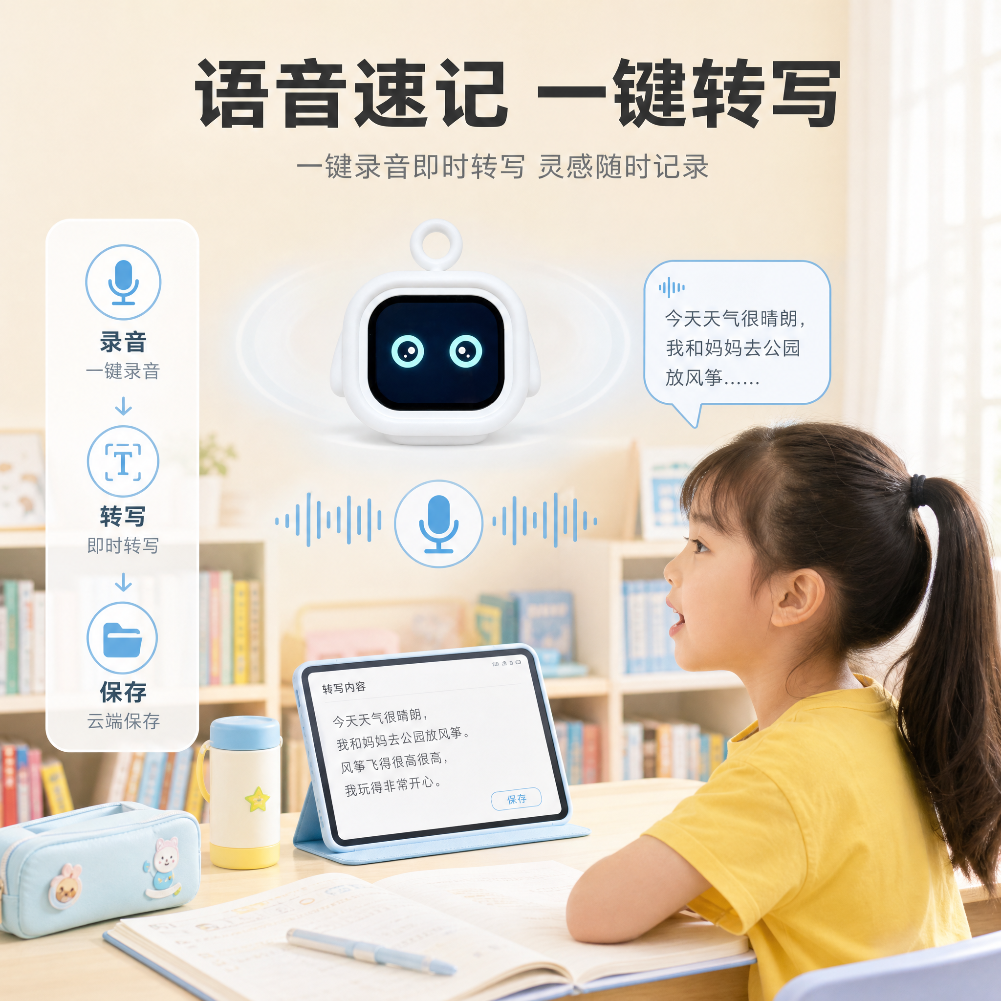 [主图-4] 语音速记卖点主图，核心展示一键录音即时转写随时记… - 图片创意预览
