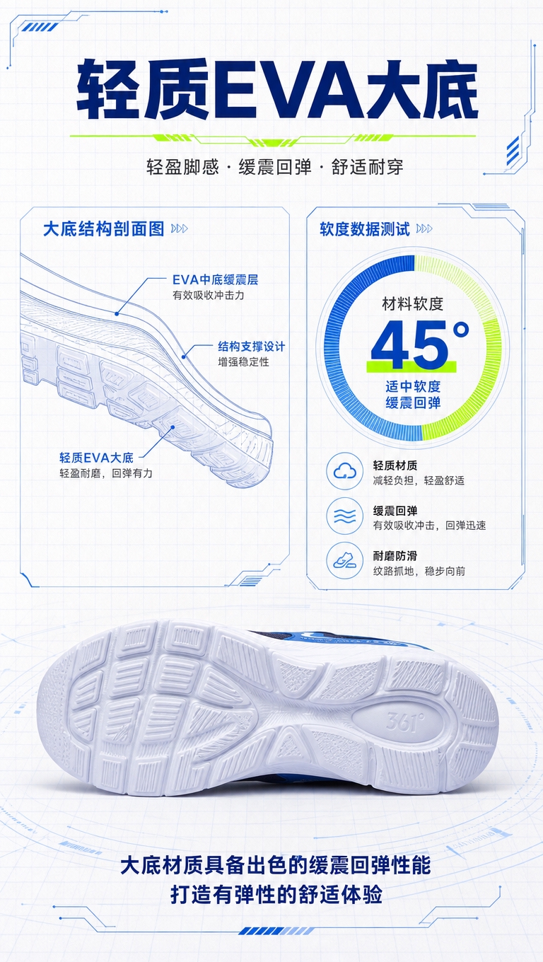 [商品] 使用【图13】蓝绿配色361°KIDS儿童跑鞋俯视图… - 图片创意预览