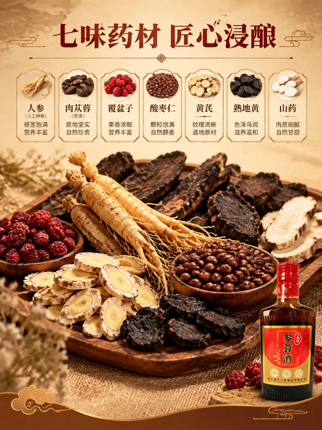 [商品] 使用【图1】一点红参蓉酒瓶身图作为辅助展示；保留瓶身… - 图片创意预览