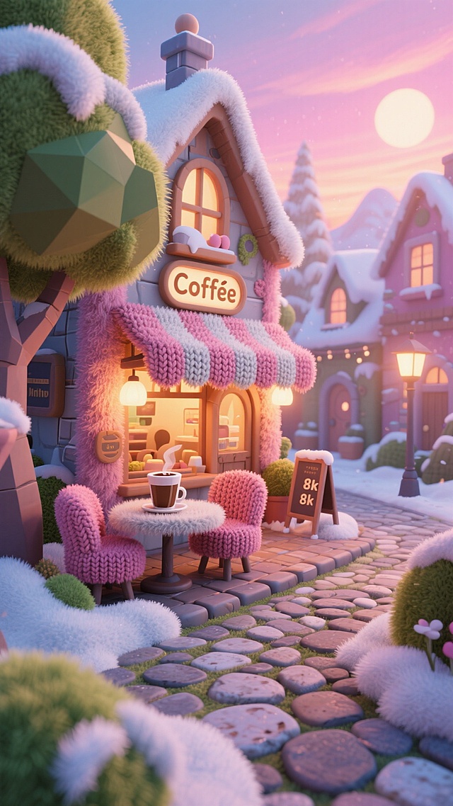 毛绒绒雪镇咖啡馆