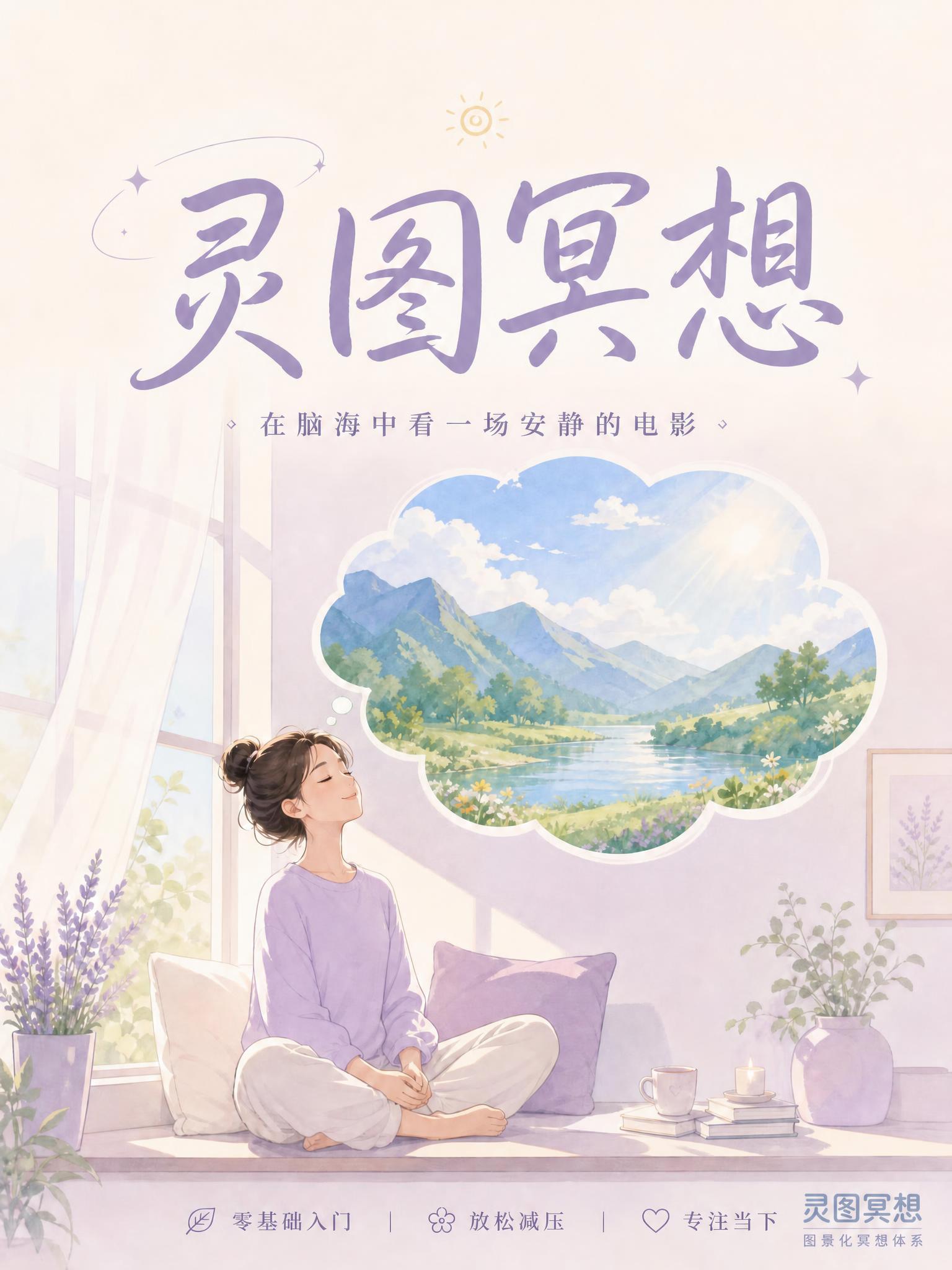 在图片右下角添加'灵图冥想 图景化冥想体系'的logo水印，l… - 图片创意预览