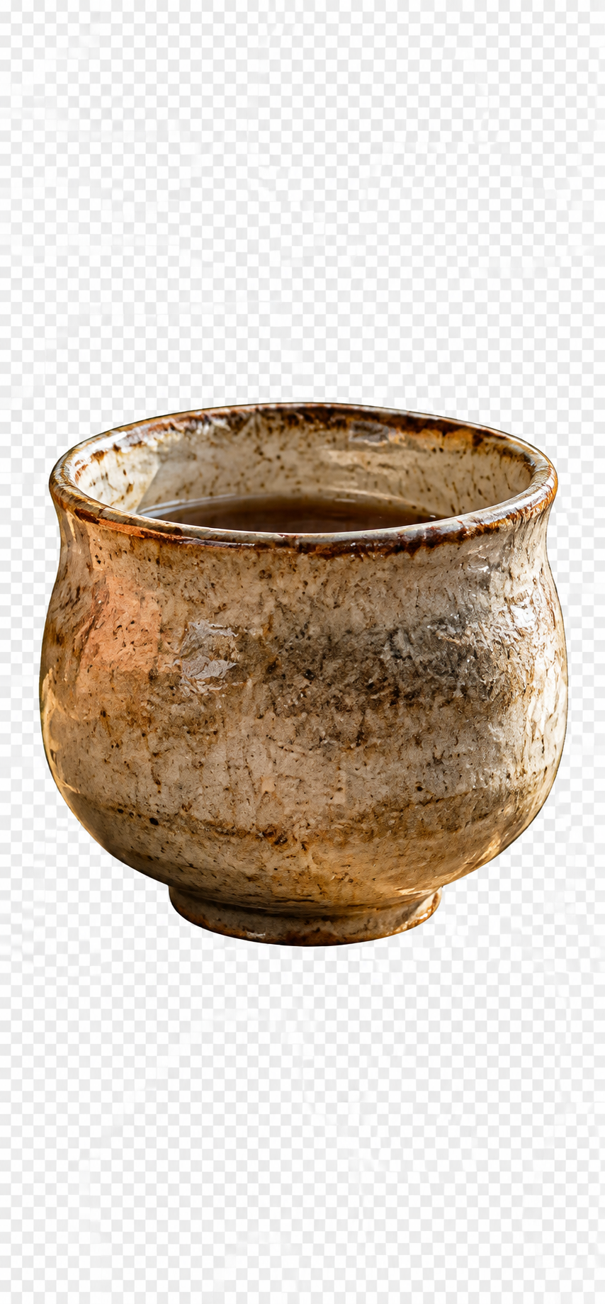 从参考图中提取粗陶茶杯，透明背景，超高清，保留真实纹理、光影和… - 图片创意预览