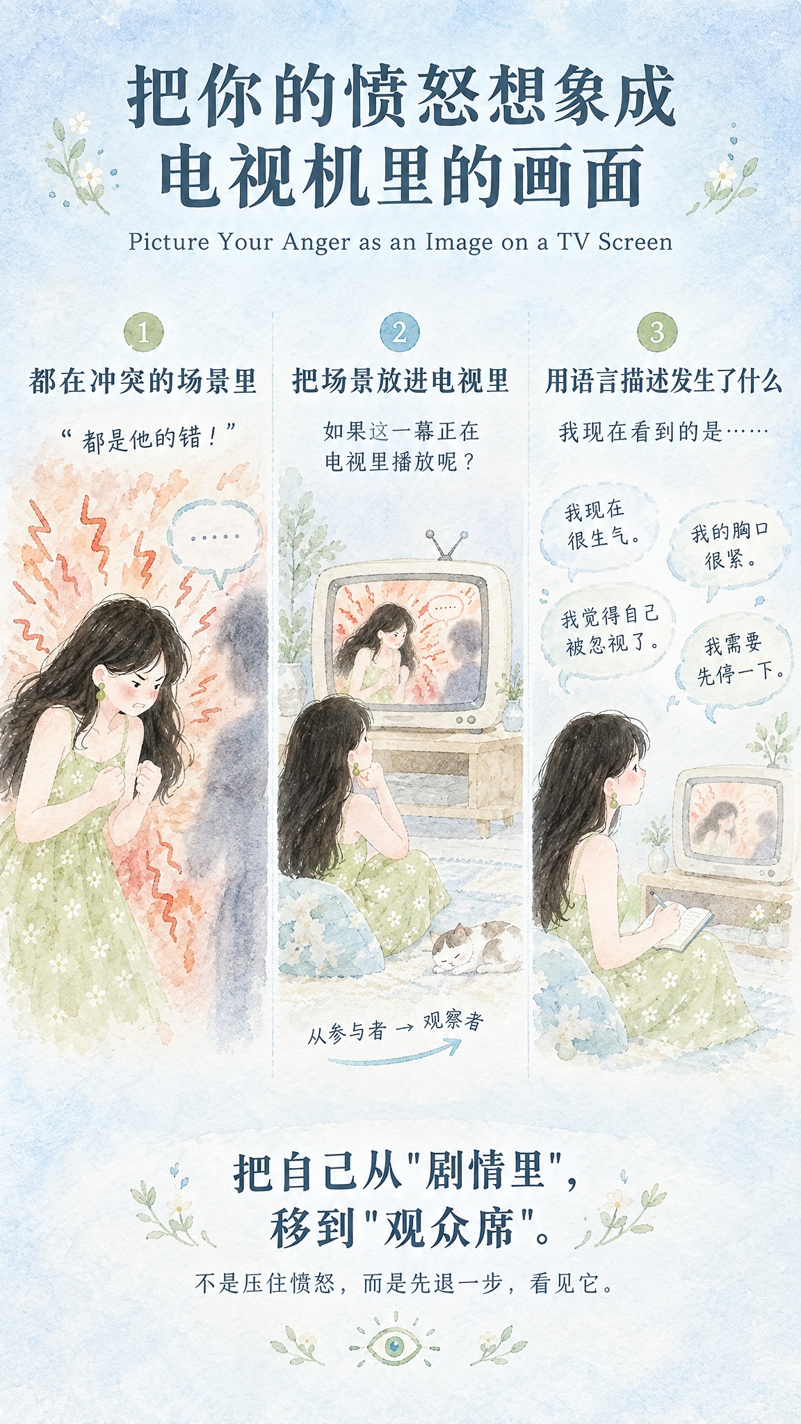 微信公众号心理科普系列长图，竖版，水彩治愈系插画风格，严格参考… - 图片创意预览