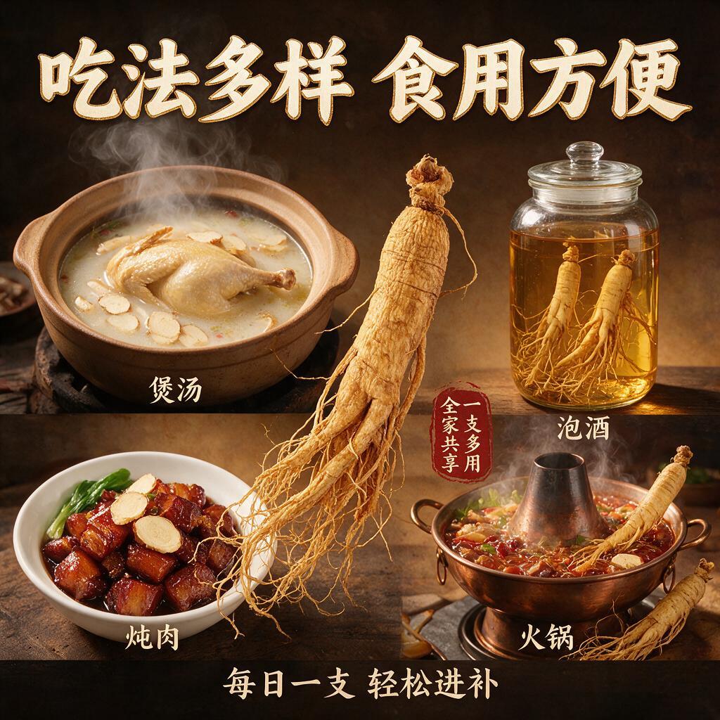 [主图-4] 食用场景与方法，主题为多种食用方式展示，煲汤泡酒… - 图片创意预览