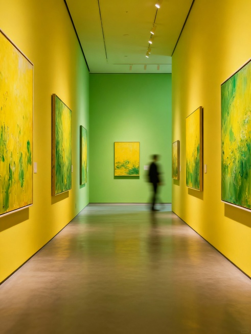 美术展，除非远景否则不要出现人物，黄绿色为主，正视图
智能图像
16%


正在
让想法一点点浮现_预览效果