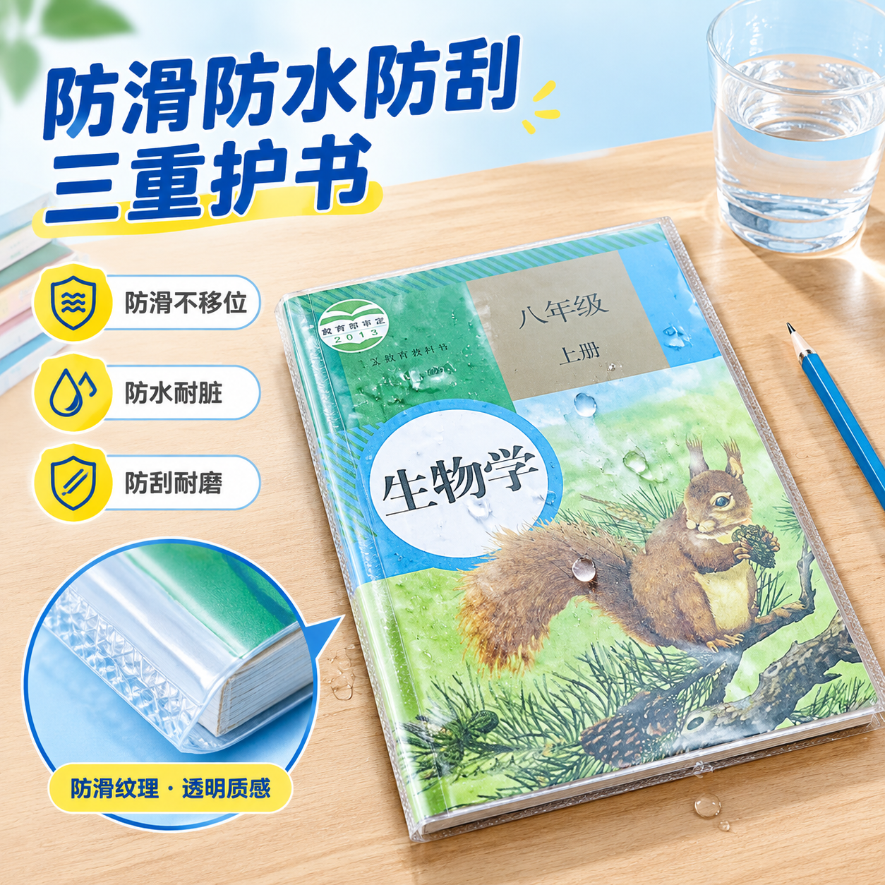 [主图-2] 核心卖点证明，展示书套包裹课本的真实使用效果，突… - 图片创意预览