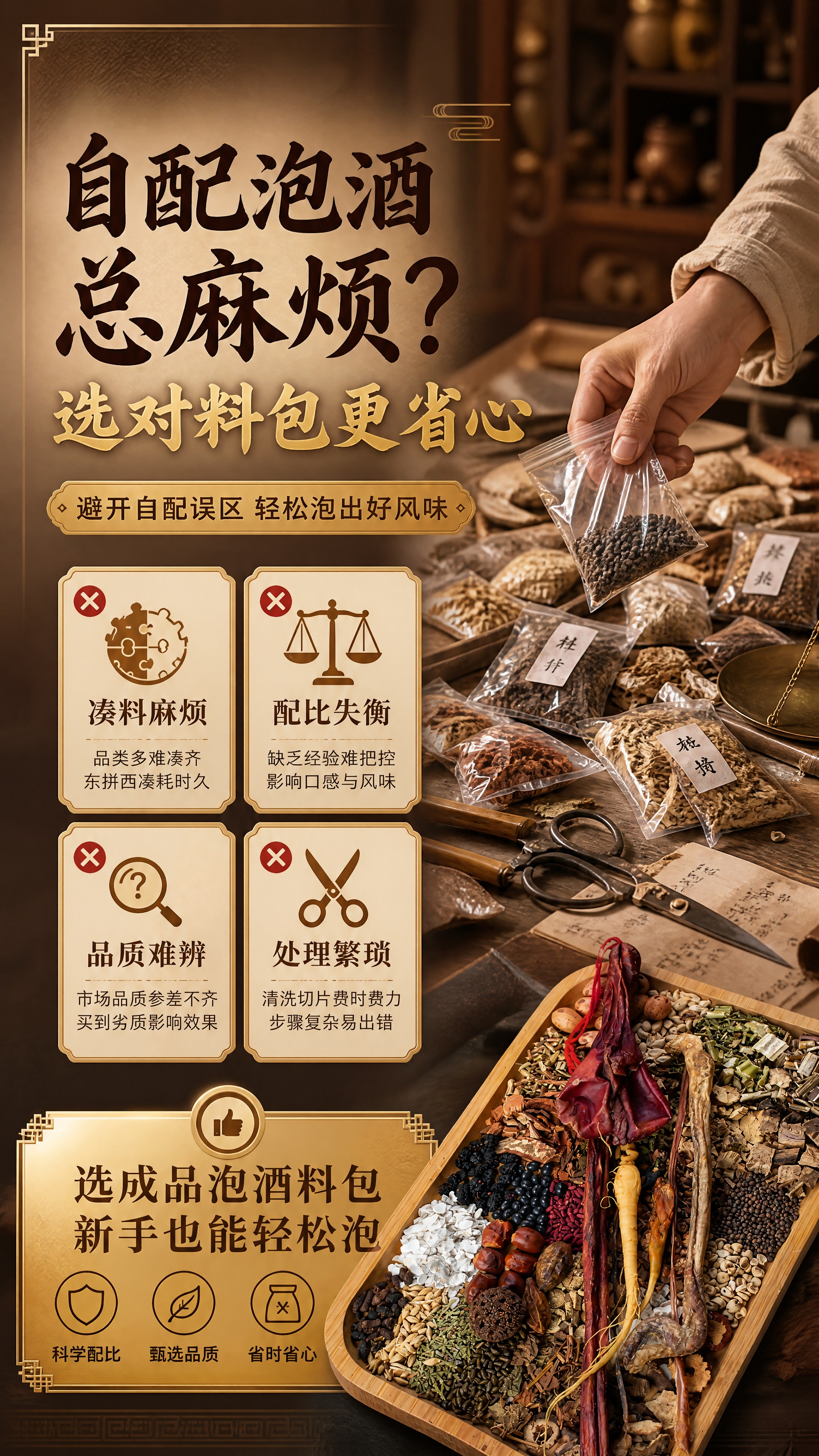 [商品] 使用【图1】泡酒料原料组合（竹托盘多种鞭类与草本食材… - 图片创意预览