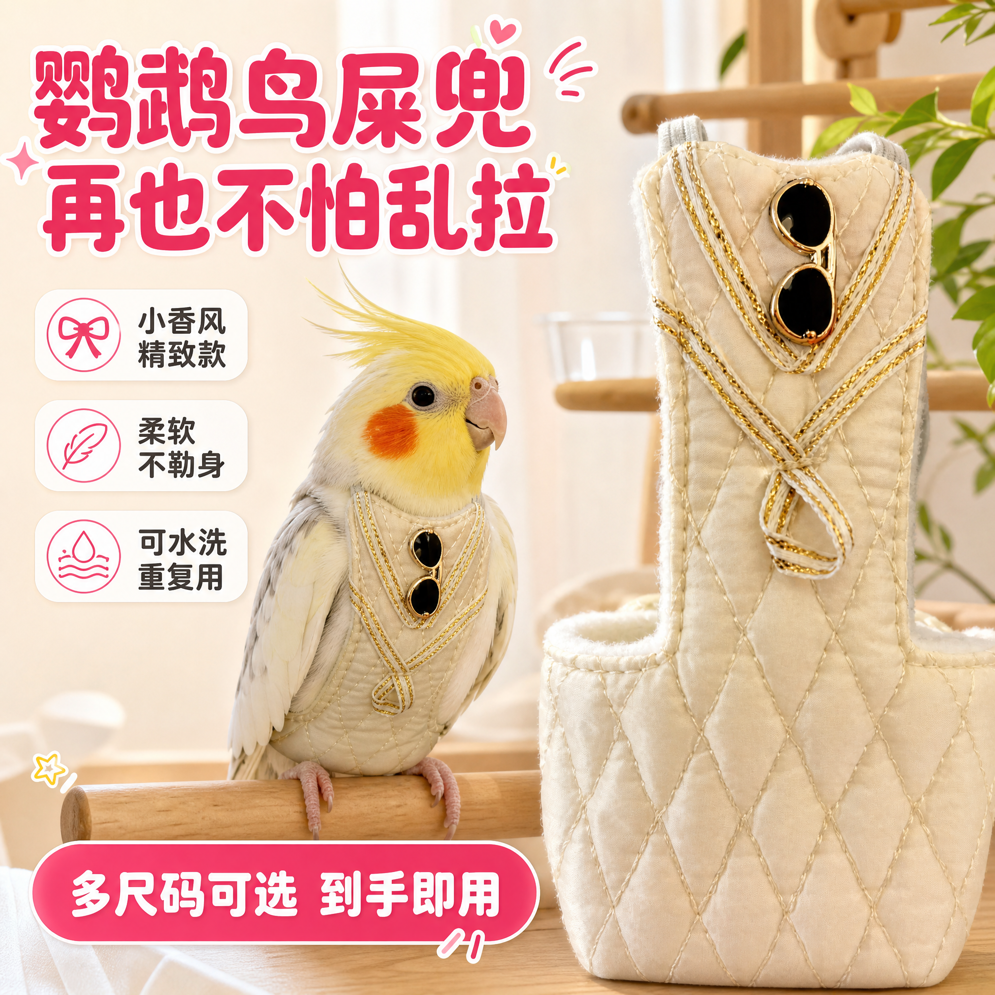 [主图-1] 首图点击率图，主题：鹦鹉鸟屎兜 再也不怕鸟乱拉… - 图片创意预览
