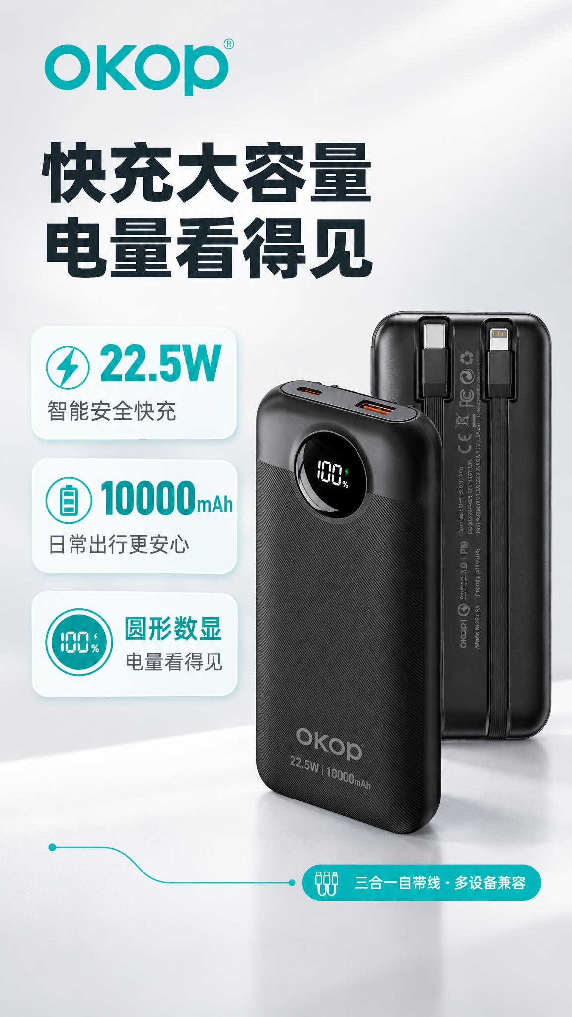 [主图-2] 核心价值图：主打“22.5W快充 10000mA… - 图片创意预览