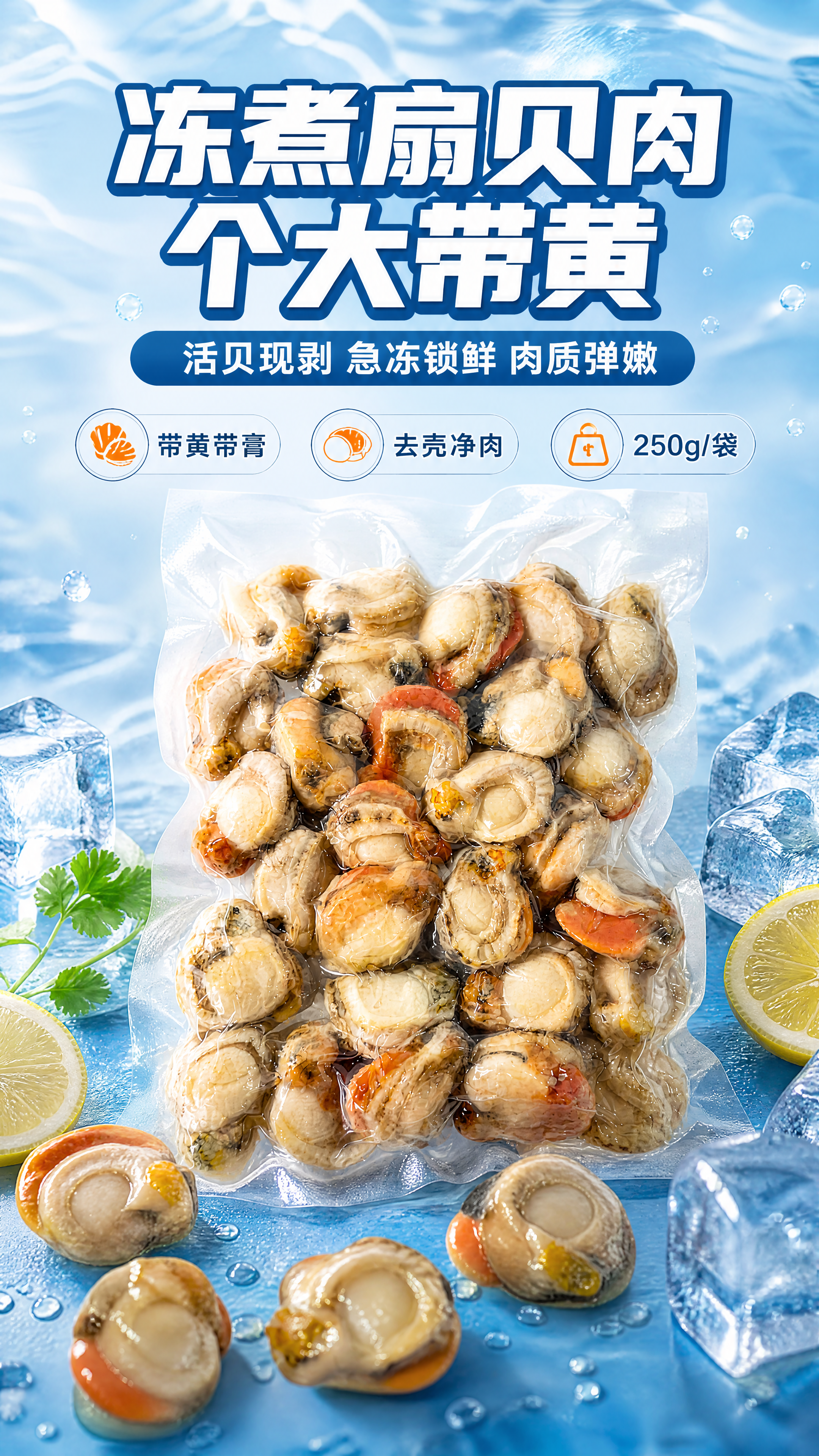 [商品] 使用【图1】真空包装冻煮扇贝肉；保留扇贝肉的自然形态… - 图片创意预览