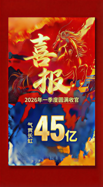 修改这张喜报图片：替换文字，原来的“捷报”换成“喜报”，原来的“2026年开局再冲巅峰 首年新单保费”换成“2026年一季度圆满收官”，原来的“气贯长虹 30亿”改成“气贯长虹 45亿”，保留原海报红预览效果