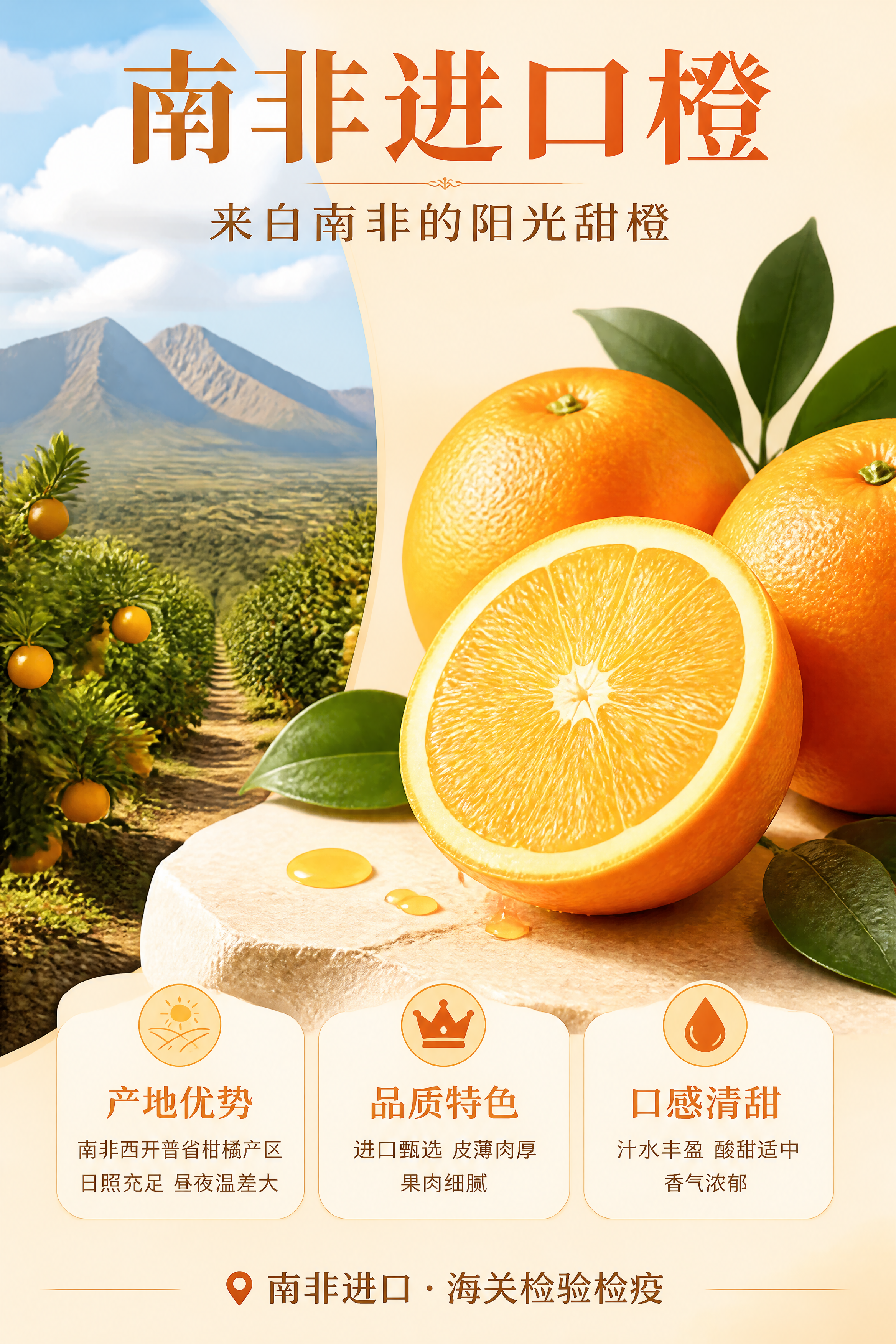 [第5张] 详情页-南非进口橙产地与特色专页。 [氛围/风格]… - 图片创意预览