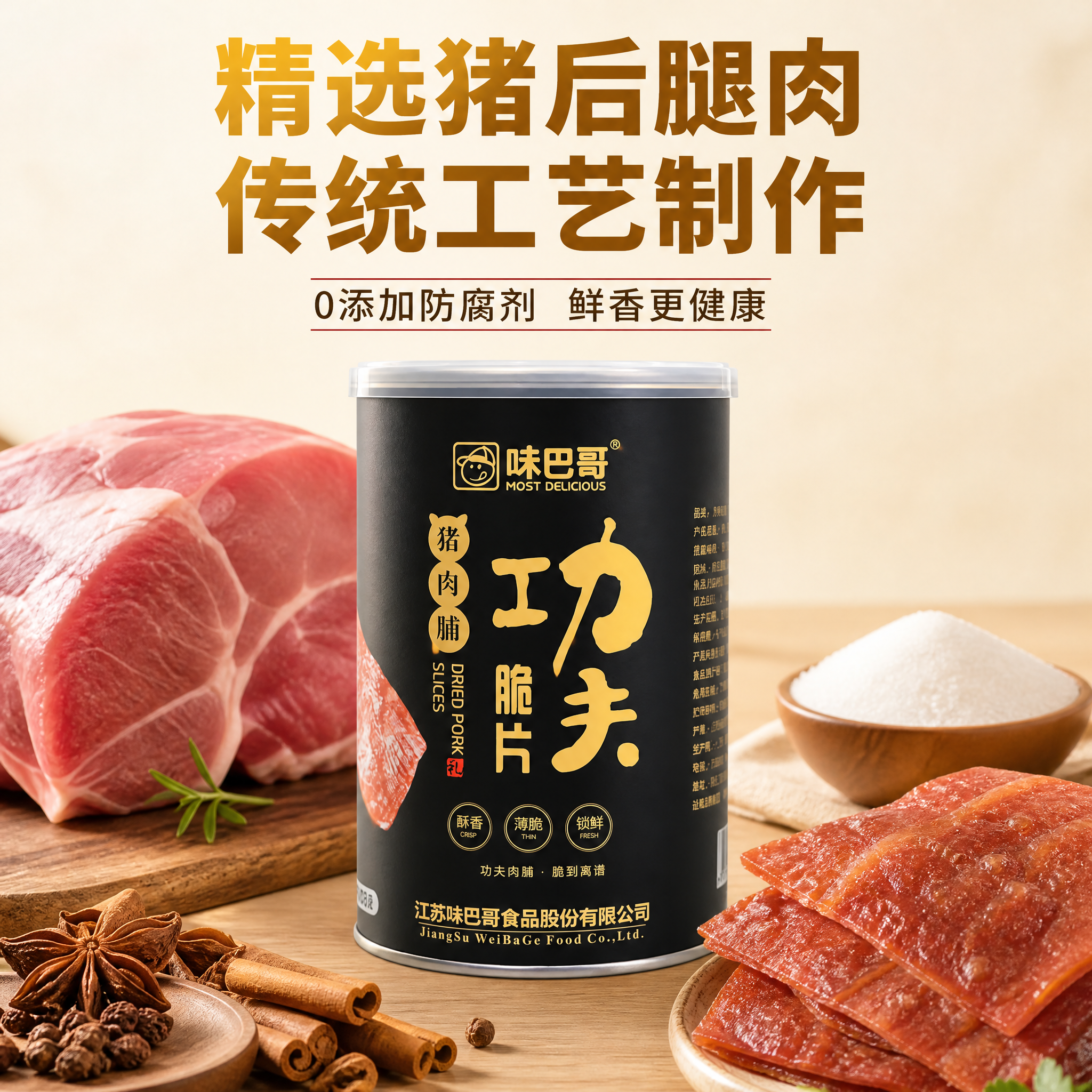 [主图-5] 味巴哥功夫脆片猪肉脯 1瓶装 原料与品质保障。[… - 图片创意预览