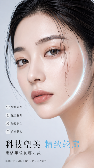 未来感高级美感的医美广告全屏竖版海报预览效果