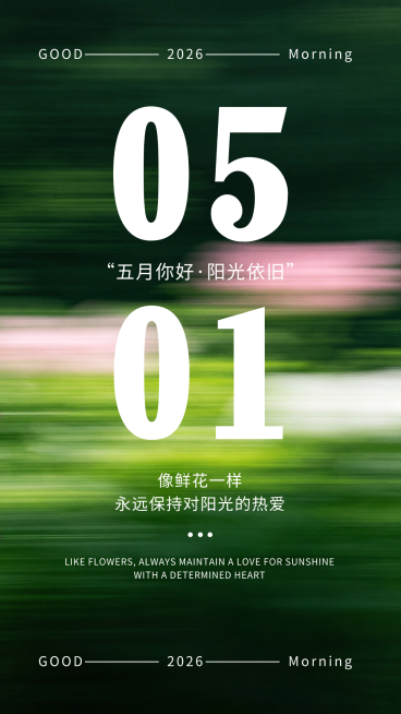 5月你好宣传简约风竖版海报预览效果