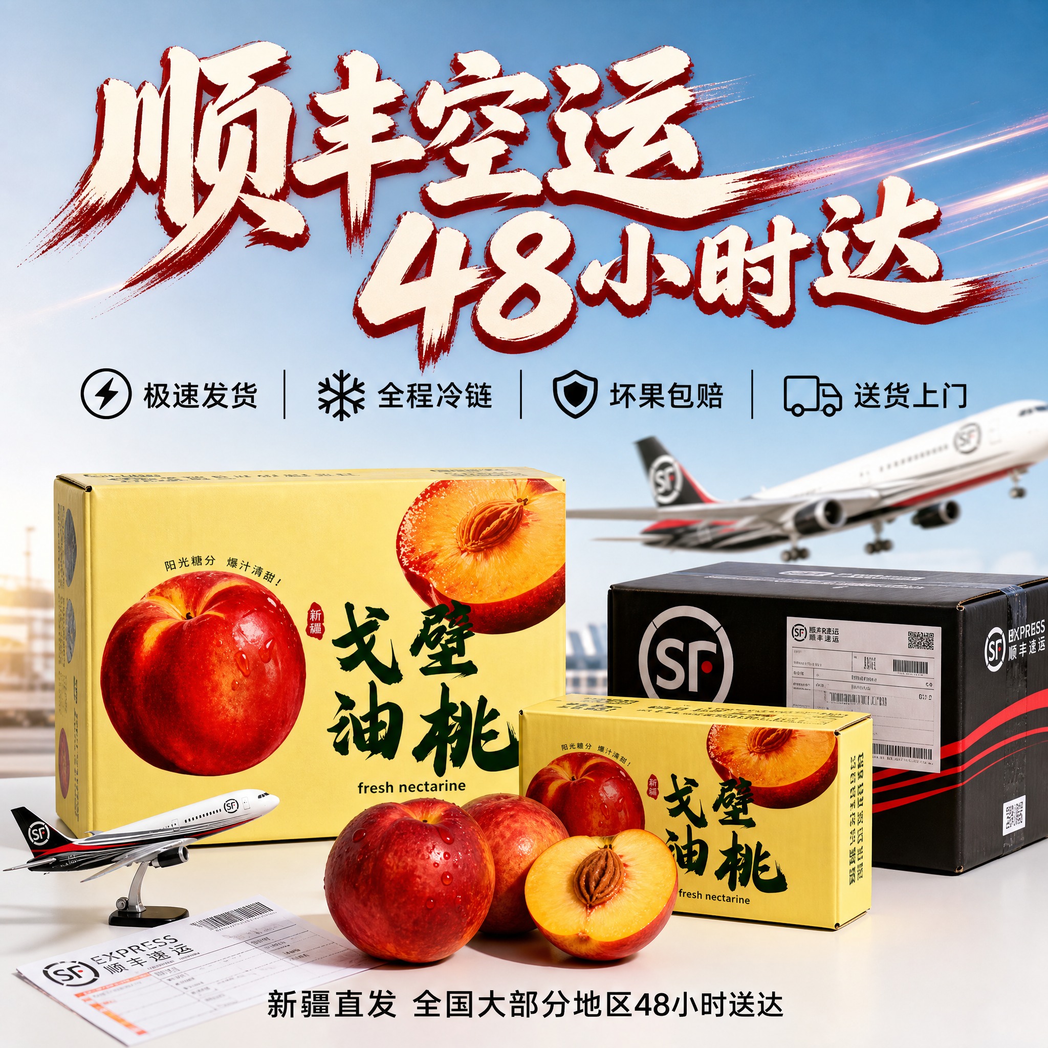 [主图-4] 新疆戈壁油桃 顺丰空运 极速达 [统一基调] 高… - 图片创意预览