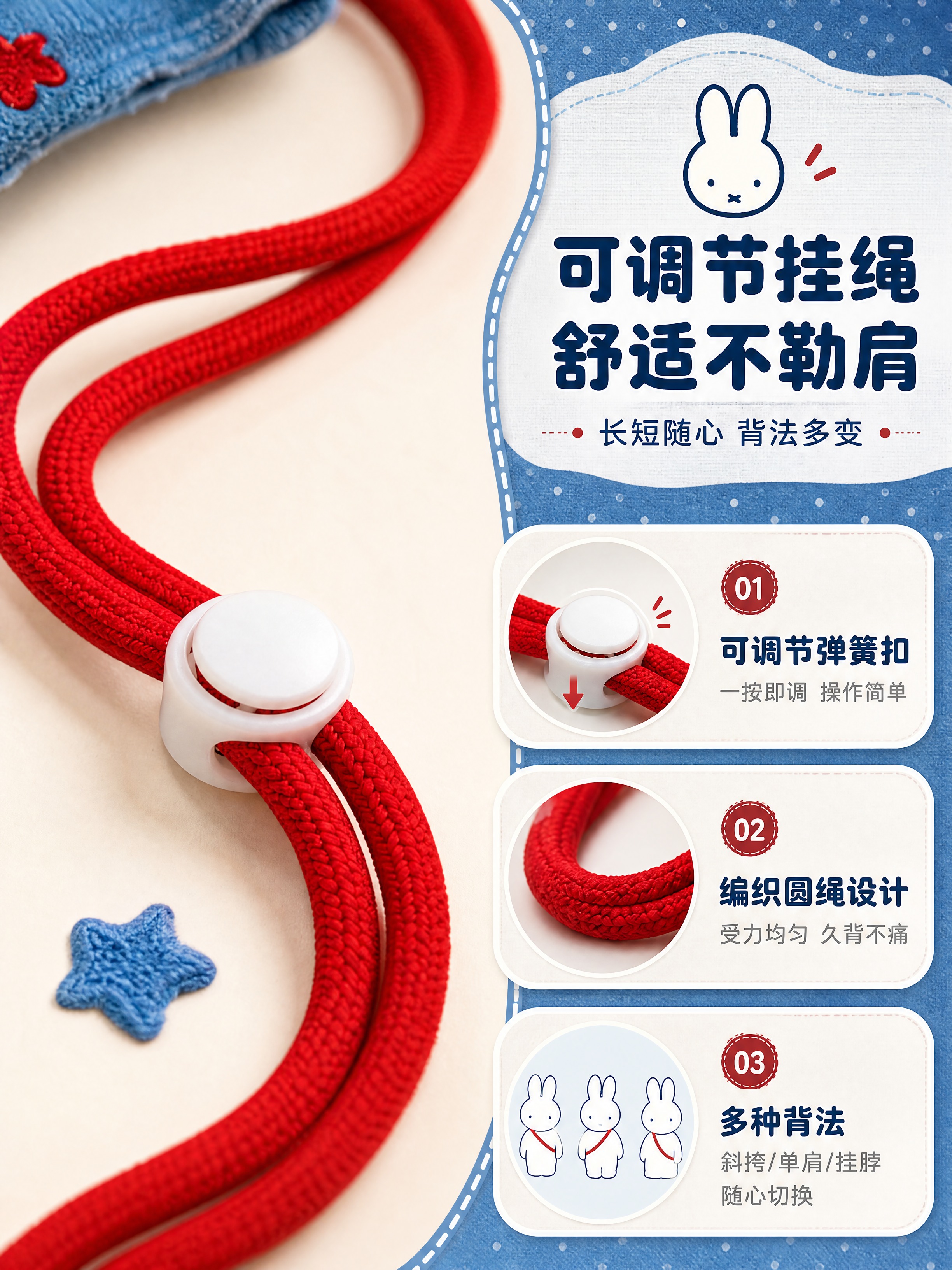 [商品] 使用【图7】米菲斜挎包红色挂绳+白色调节扣（细节特写… - 图片创意预览