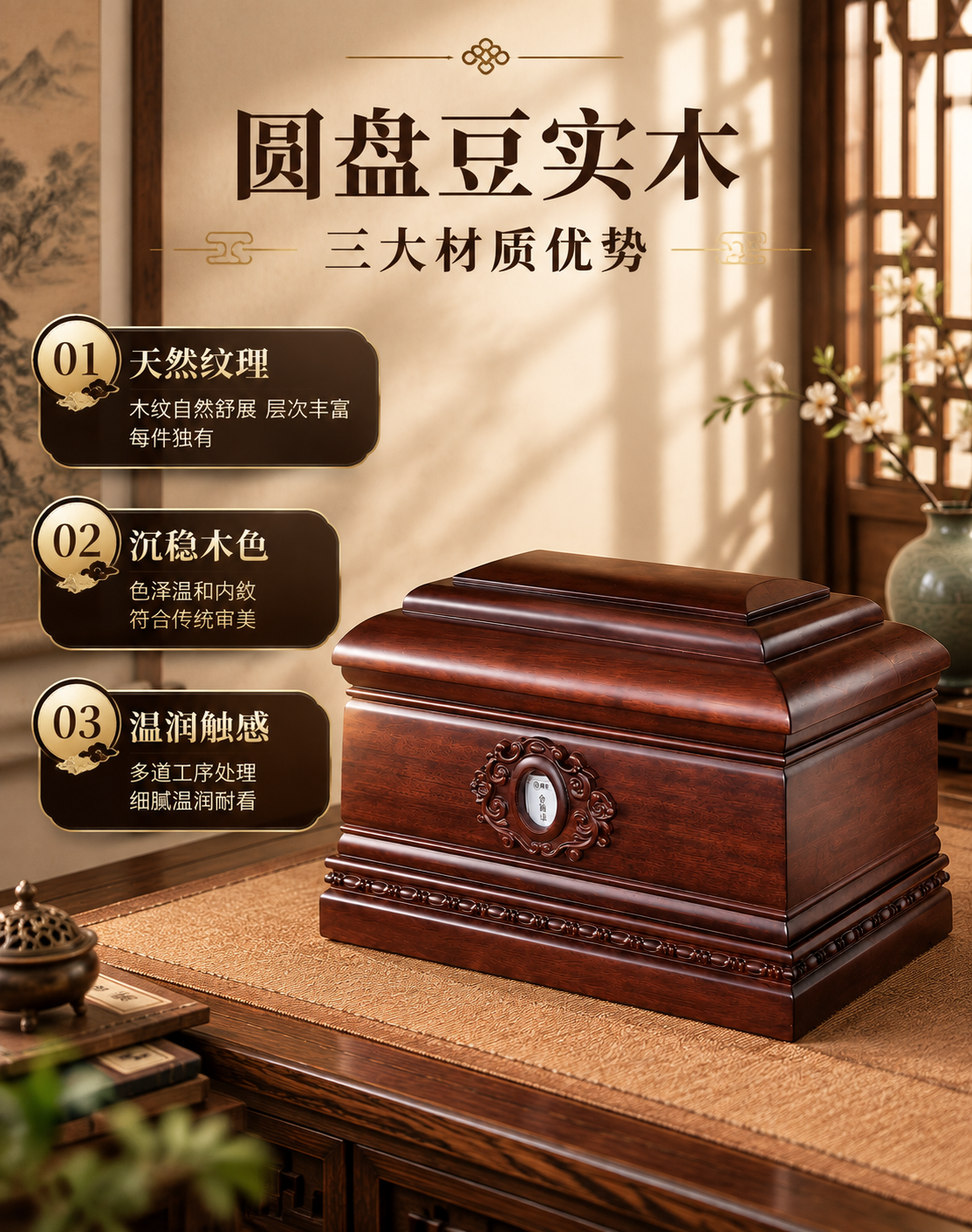 [主图-7] 790×1000竖版材质卖点图，圆盘豆实木三大核… - 图片创意预览
