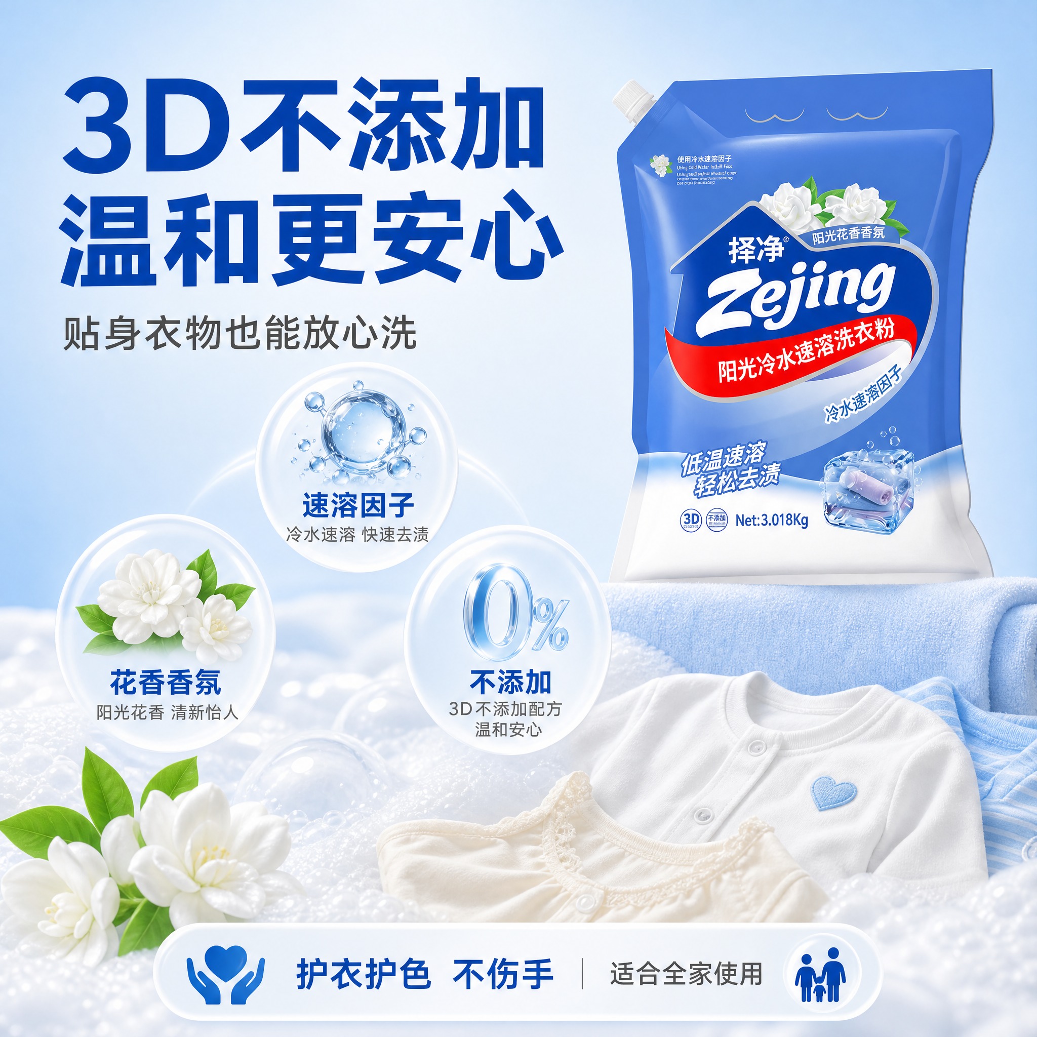 [主图-3] 材质细节与安全性 3D不添加 温和配方 安心洗护… - 图片创意预览