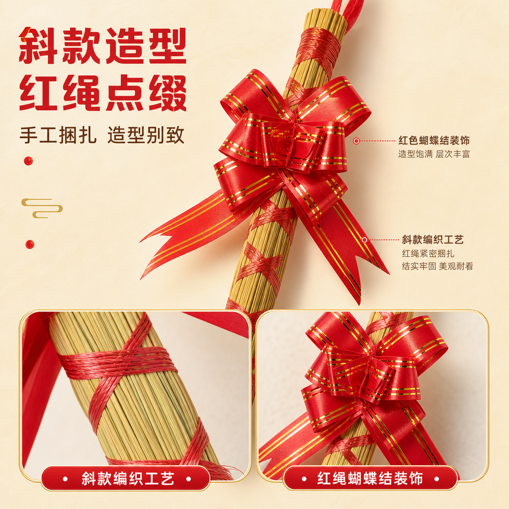 [商品] 使用【图3】小扫把斜款捆红绳（三支特写）；保留红绳捆… - 图片创意预览