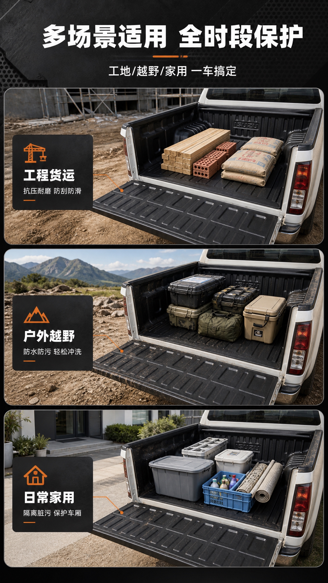 [商品] 使用【图1】五十铃皮卡黑色货箱宝；保留产品结构、黑色… - 图片创意预览