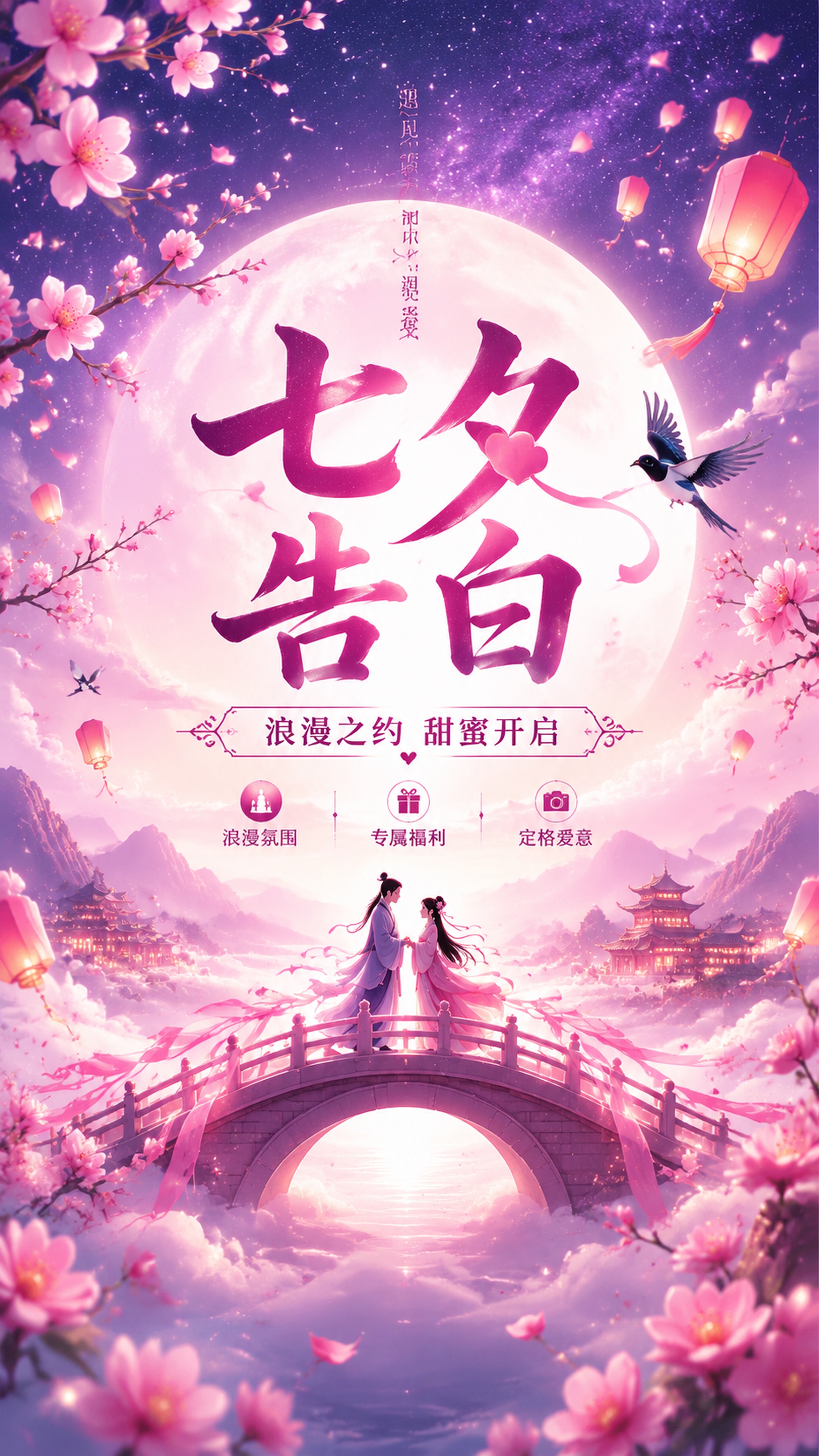 浪漫国风风格七夕节日海报 - 图片创意预览