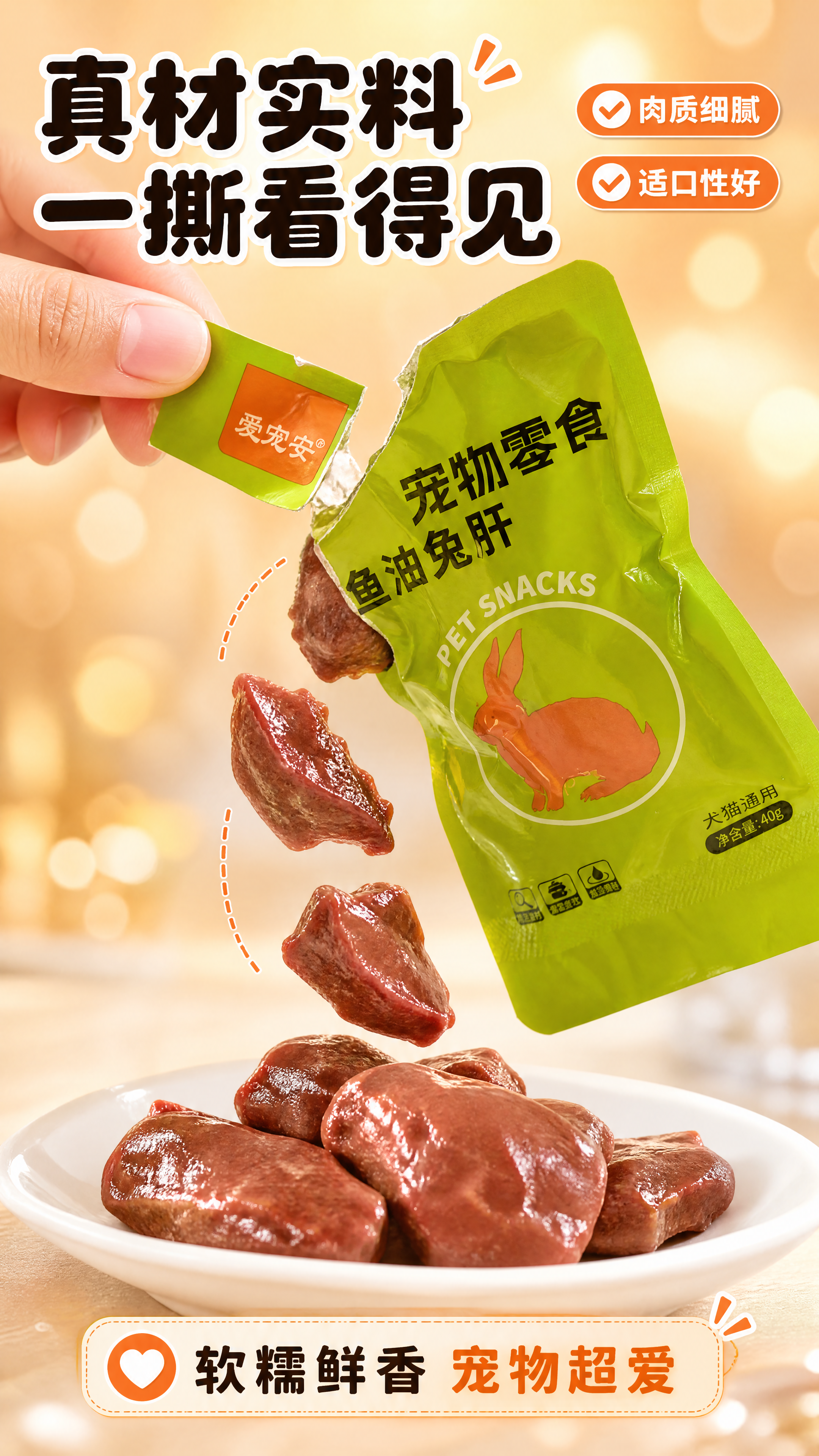 [商品] 使用【图1】爱宠安鱼油兔肝宠物零食绿色包装袋；保留包… - 图片创意预览