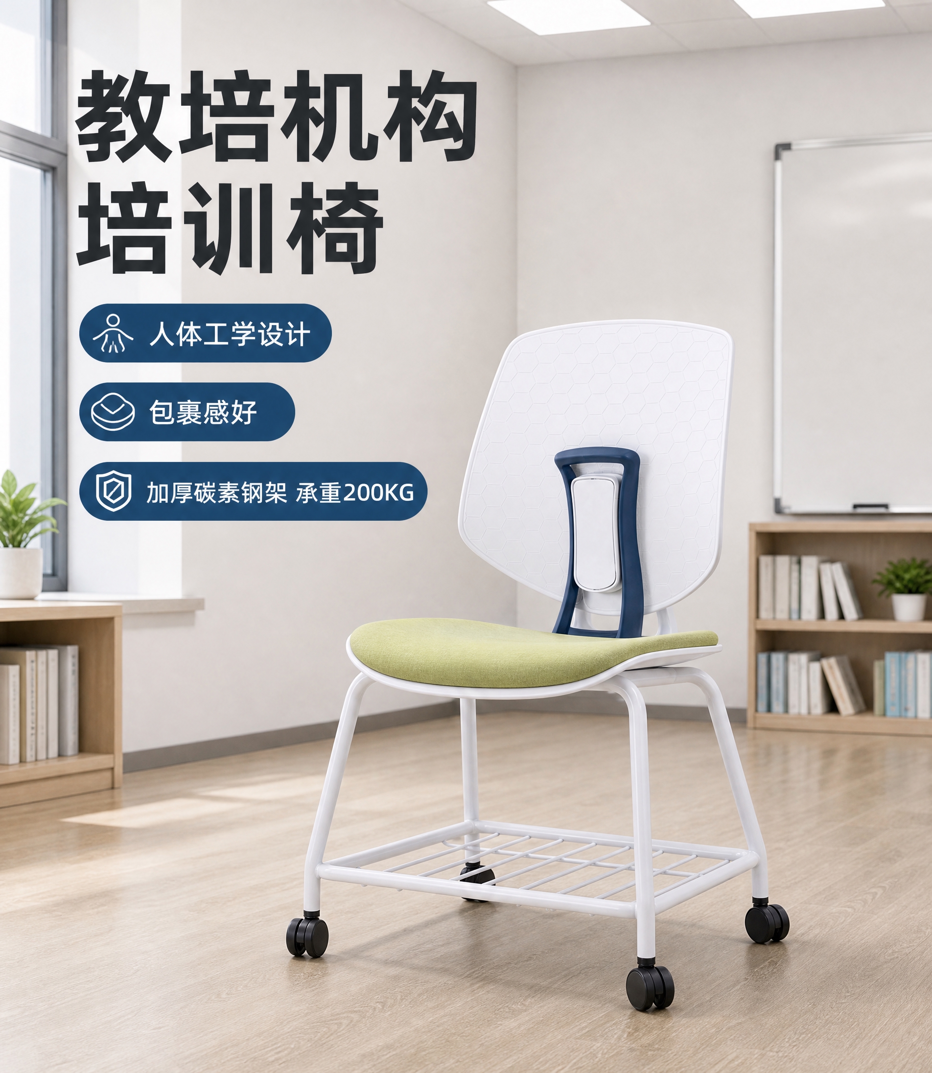 [主图-1] 首图：教培机构培训椅整椅主推展示，产品完整居中，… - 图片创意预览