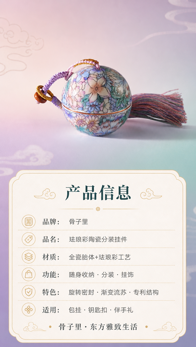 [商品] 使用【图1】骨子里国风万花款珐琅彩陶瓷分装罐挂件；保… - 图片创意预览