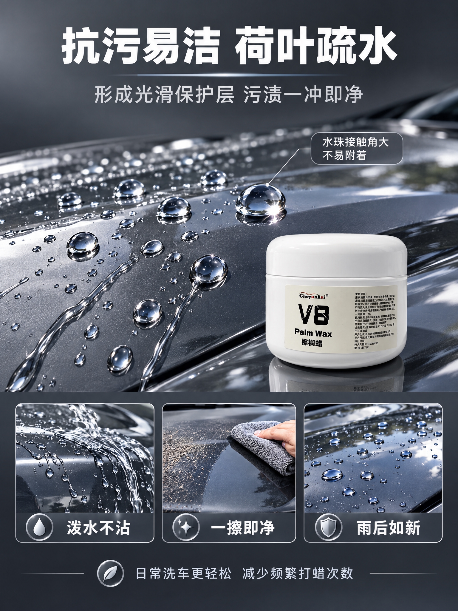 [商品] 使用【图1】白色圆罐V8棕榈蜡汽车车蜡；保留罐体白色… - 图片创意预览