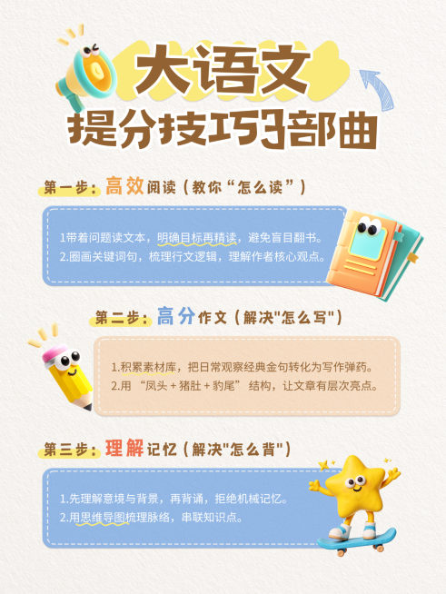 大语文教育培训知识科普卡通感小红书封面预览效果