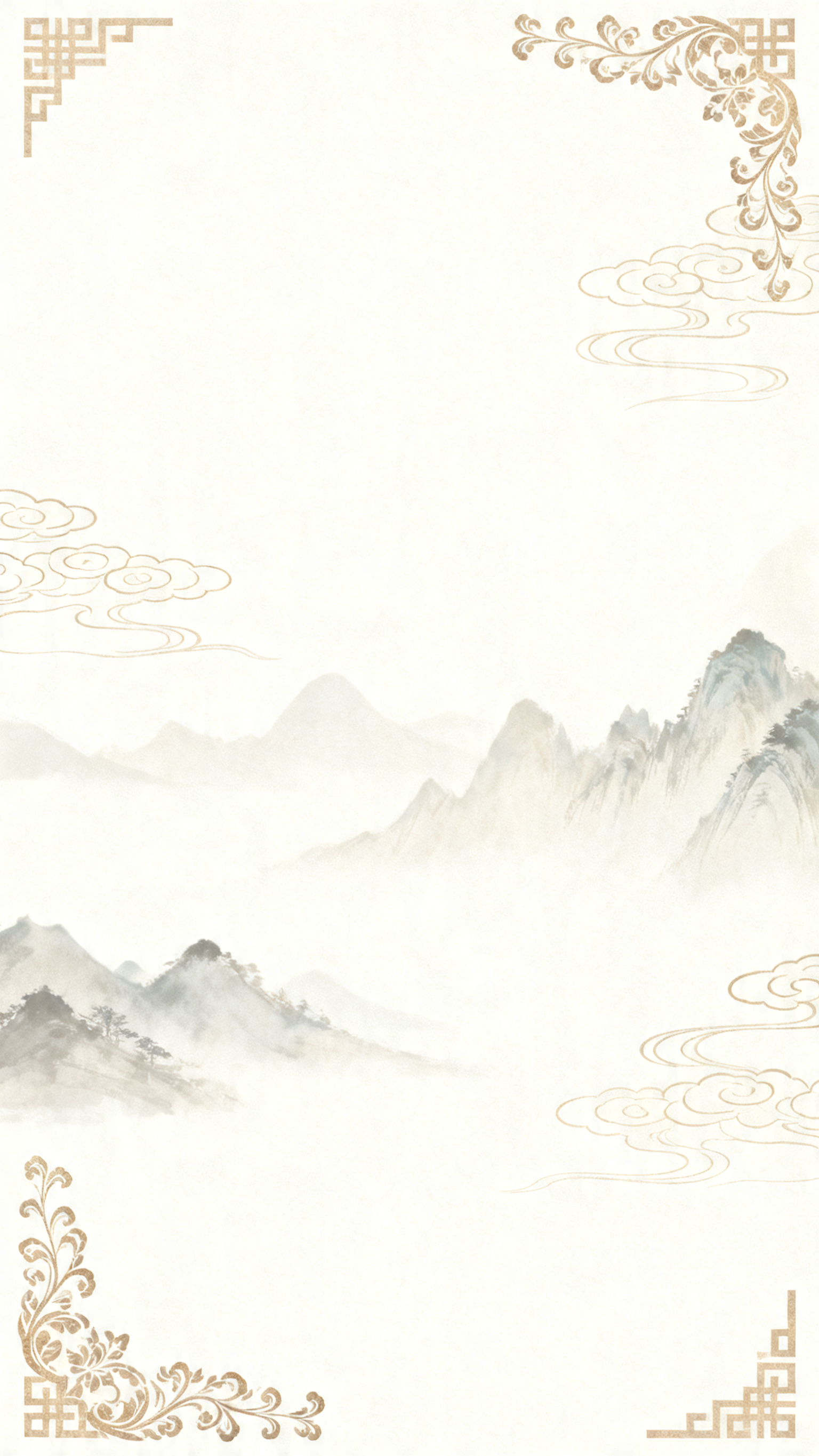 中国风汉服主题小程序背景，典雅国风山水背景，点缀中式纹样，营造… - 图片创意预览