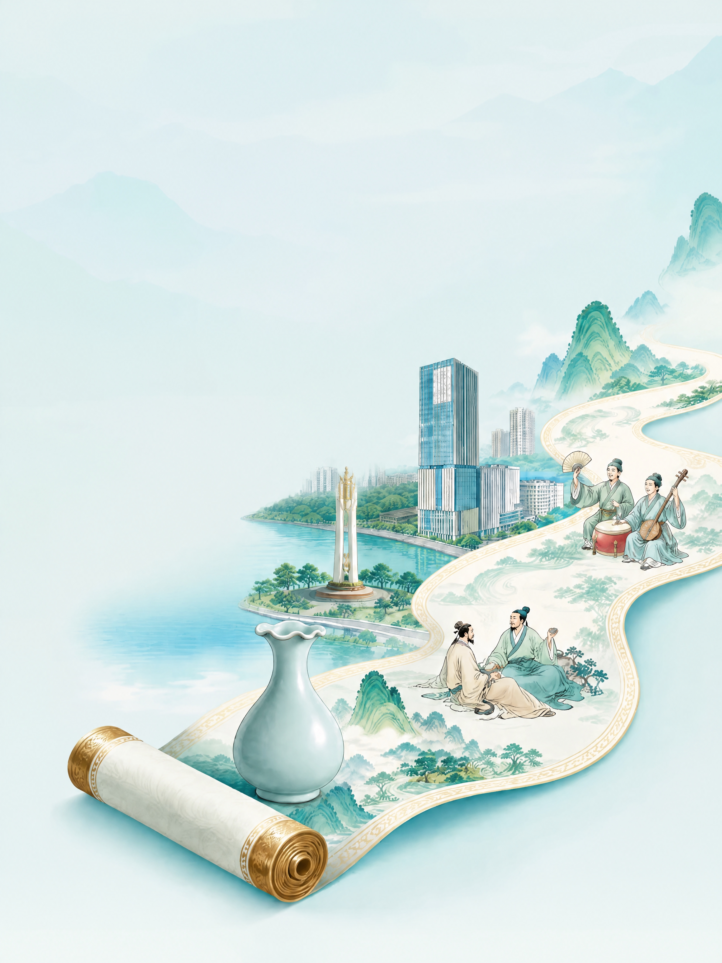 去掉画面中左侧红圈标注的大佛及下方建筑区域的元素，去掉右上角红… - 图片创意预览